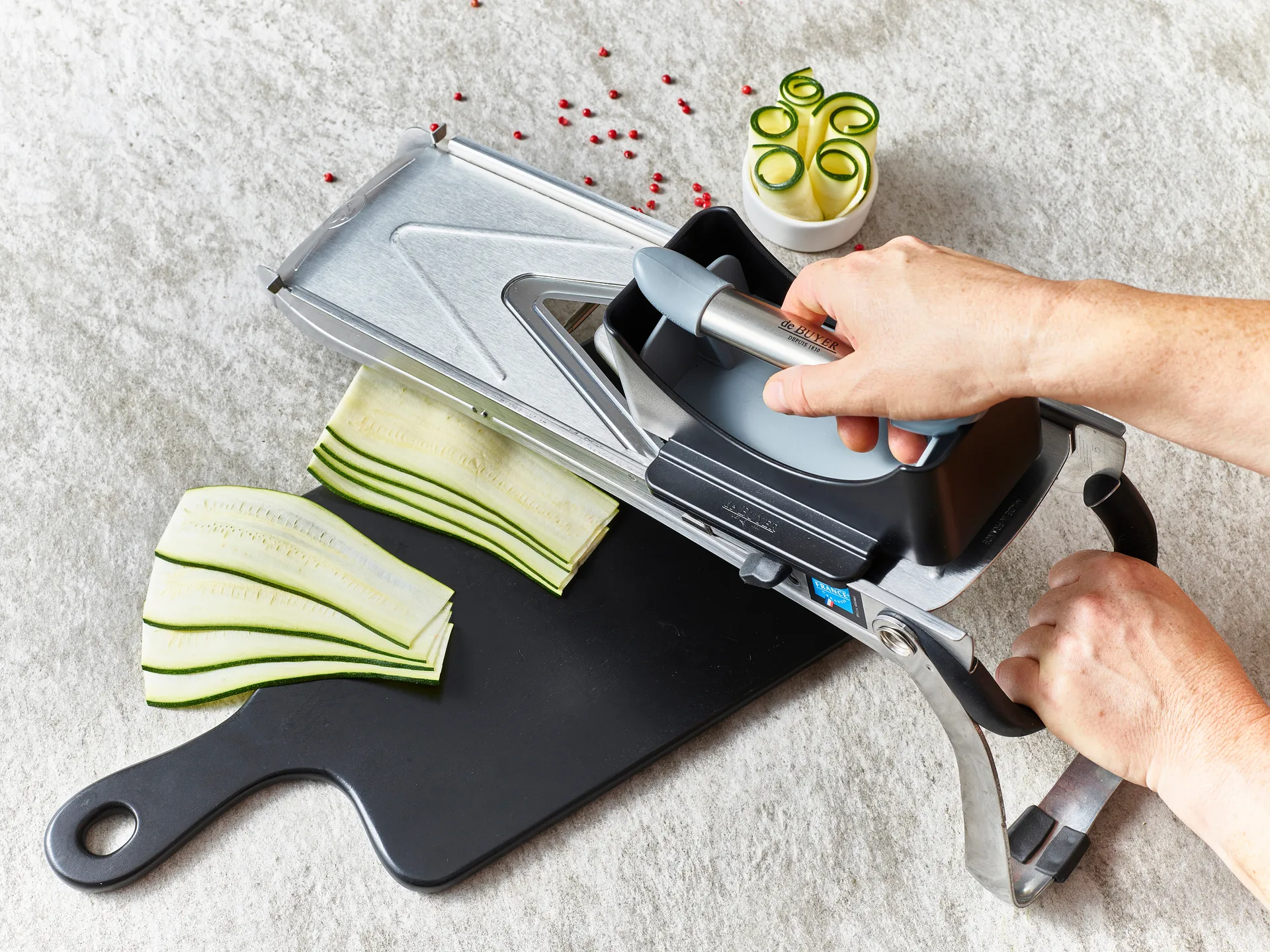 Mandolina e dois acessórios de cortar, Revolution, Preto De Buyer