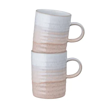 Caneca estriada Kiln Coral - Coral-bege, 2-pack - Denby