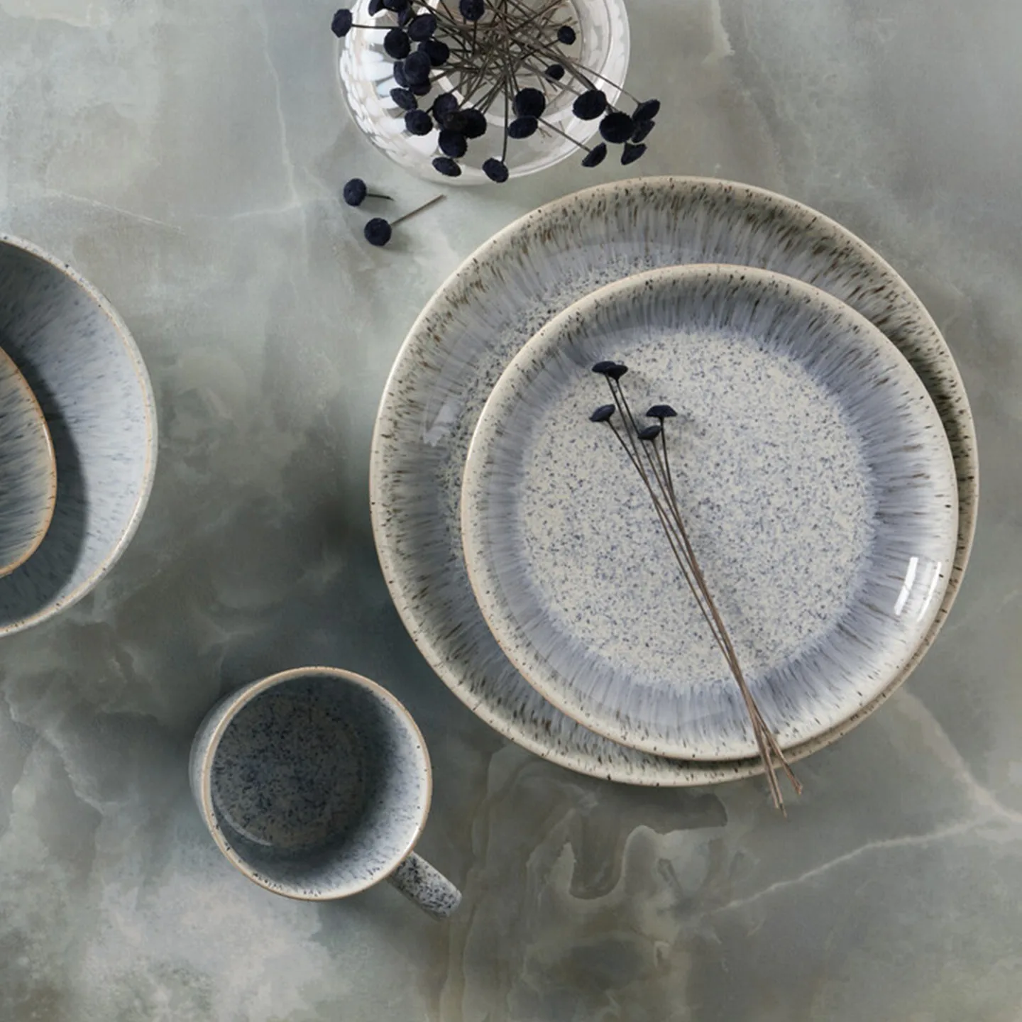 Prato Halo Speckle coupe 21 cm, Cinzento-castanho Denby