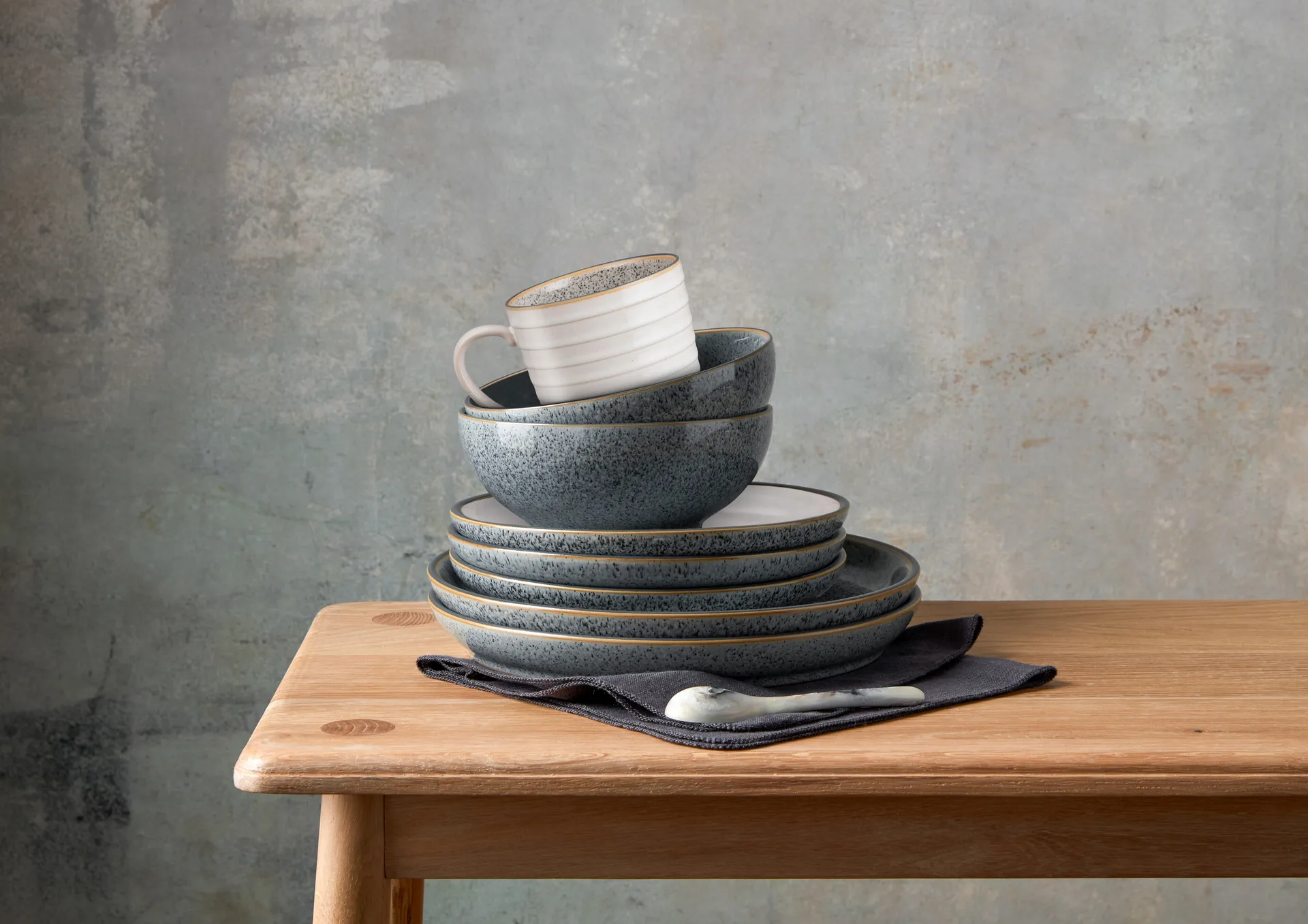 Studio Grey coupe tigela de cereais 17 cm 4-unidades , Granito Denby