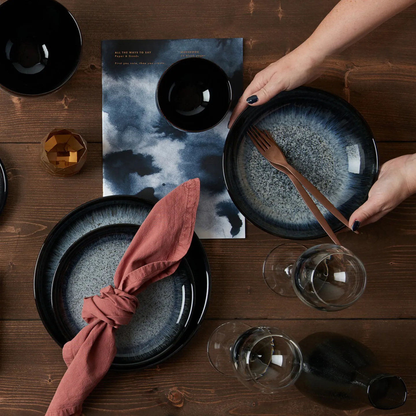 Tigela para massas Halo 22 cm, Azul-cinza-preto Denby