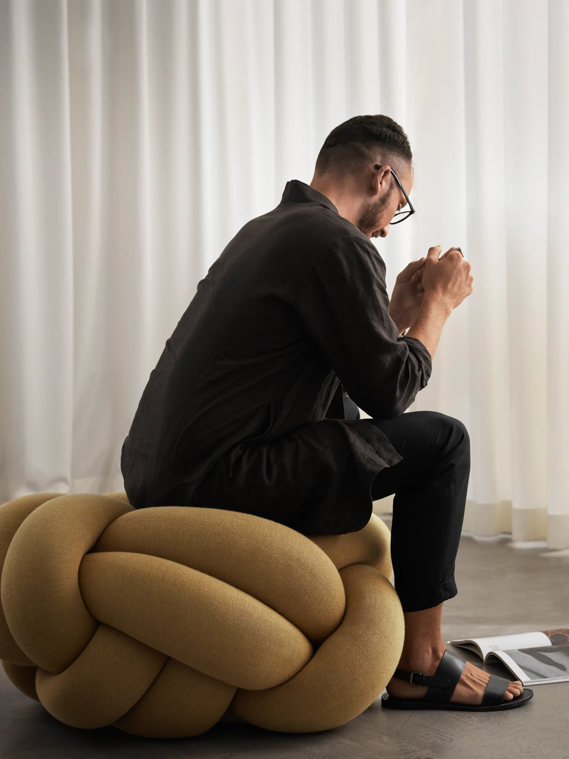 Almofada Knot XL, Amarelo Design House Stockholm