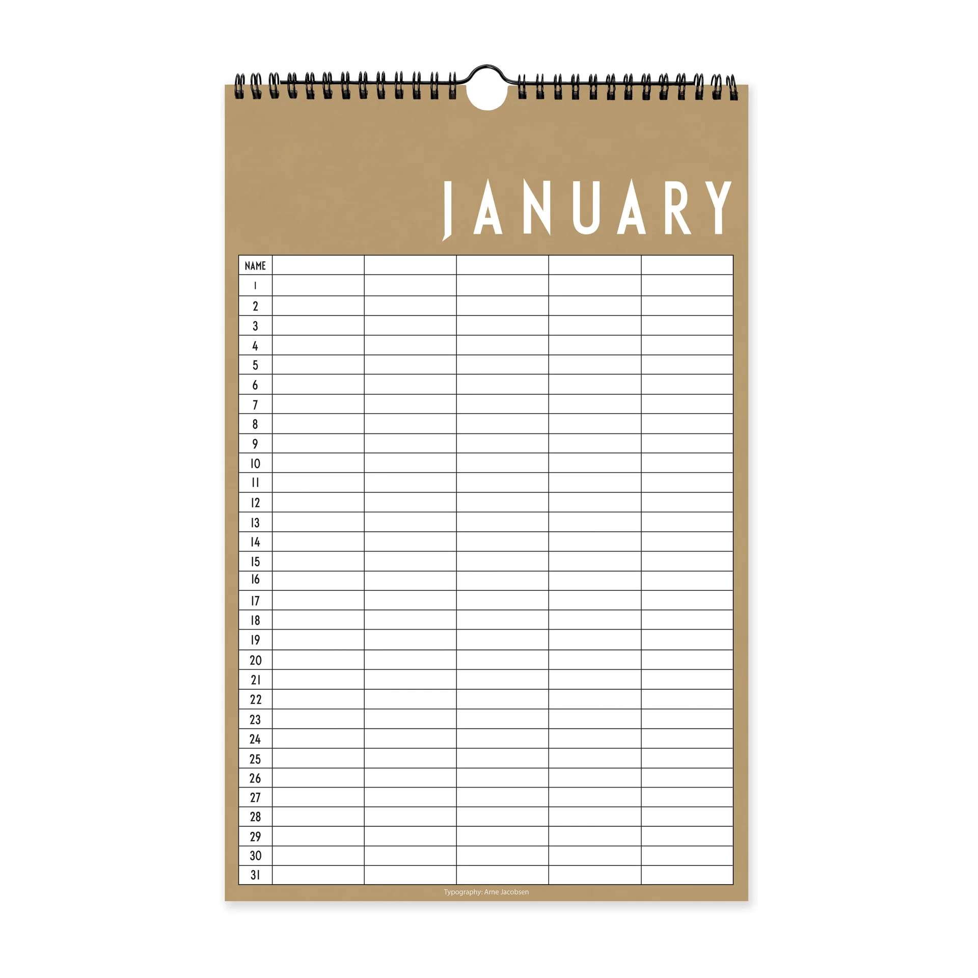 Calendário do mês Design Letters, Bege Design Letters