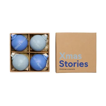 Conjunto de 4 bolas de Natal XMAS Stories Ø4 cm - Cobalt blue-light blue - Design Letters