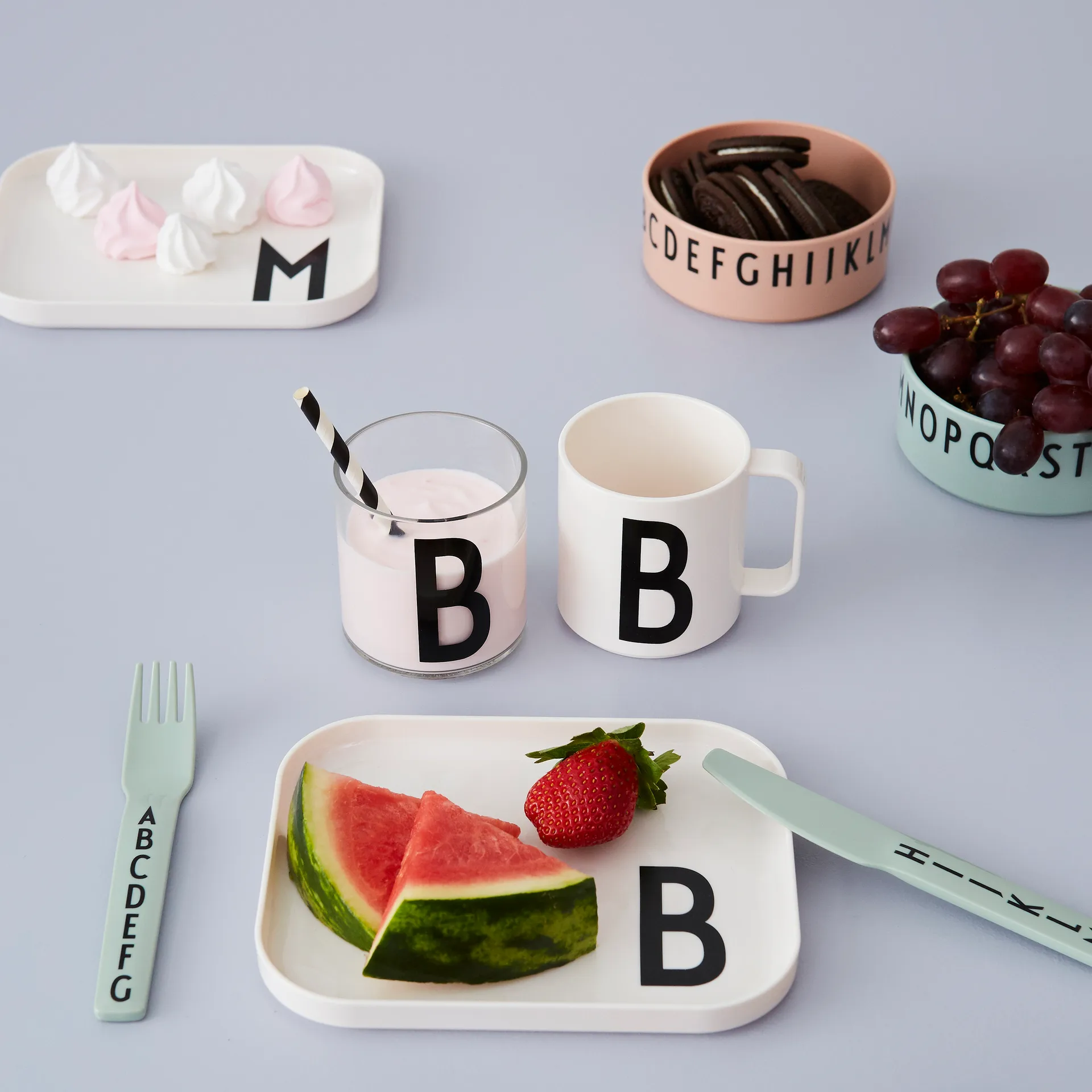 Talheres de criança melamina Design Letters, verde Design Letters