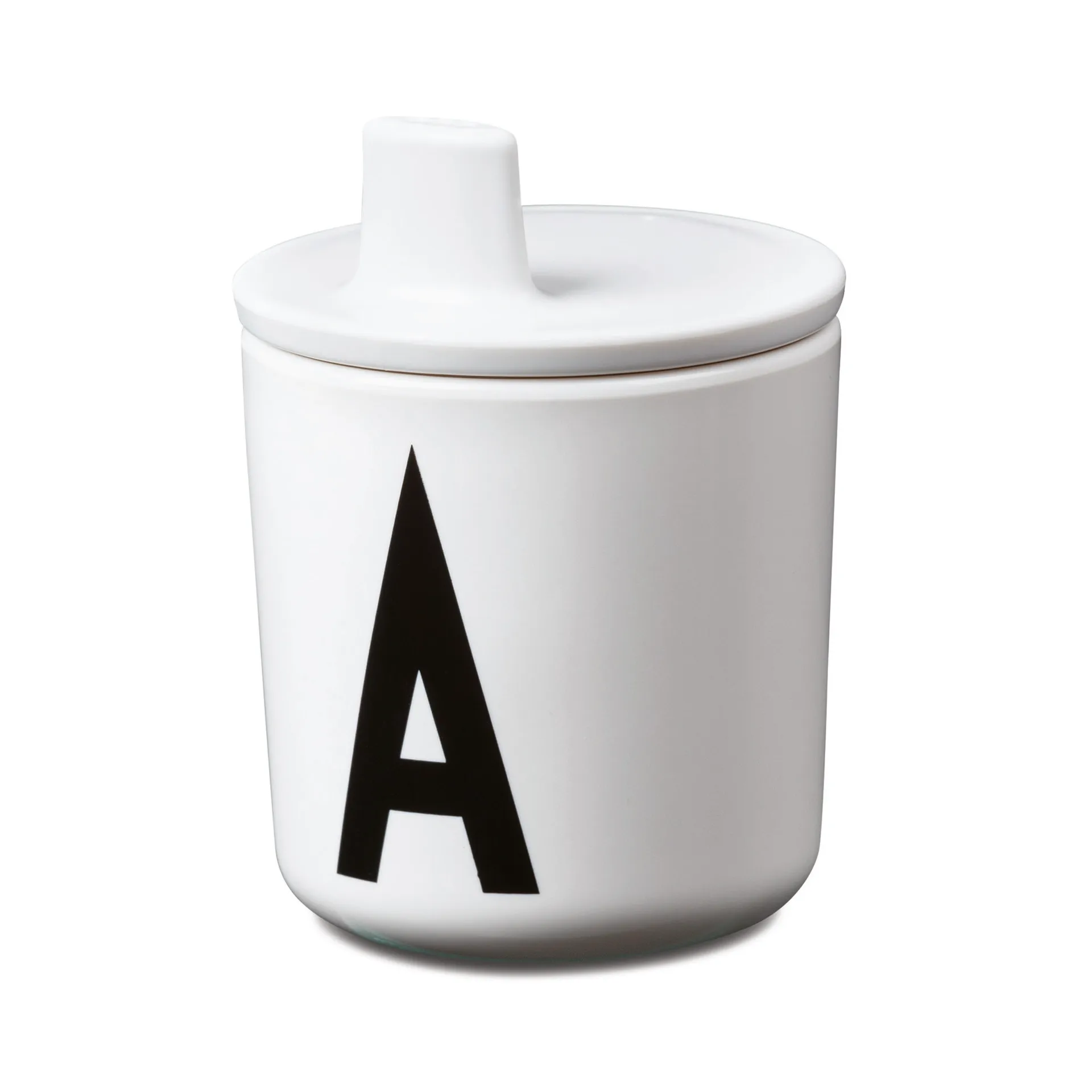 Tampa com bebedouro para a chávena de melamina Design Letters, branco Design Letters