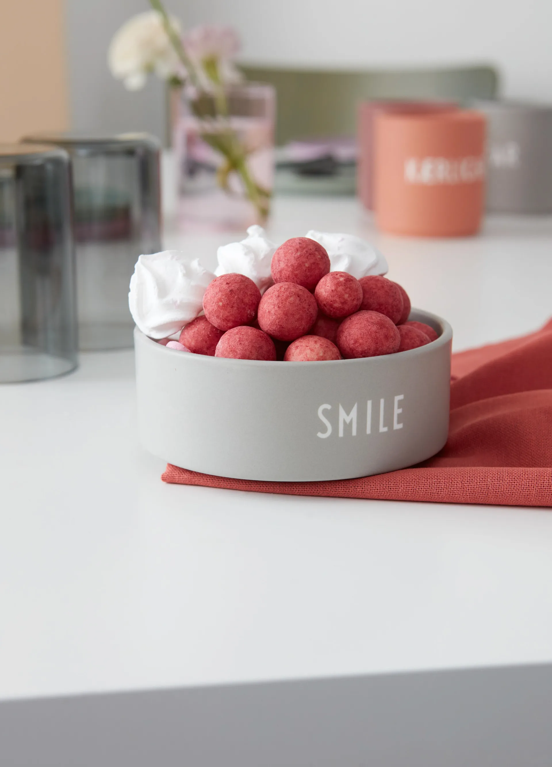 Tigela Design Letters Ø12 cm, Smile-grey Design Letters