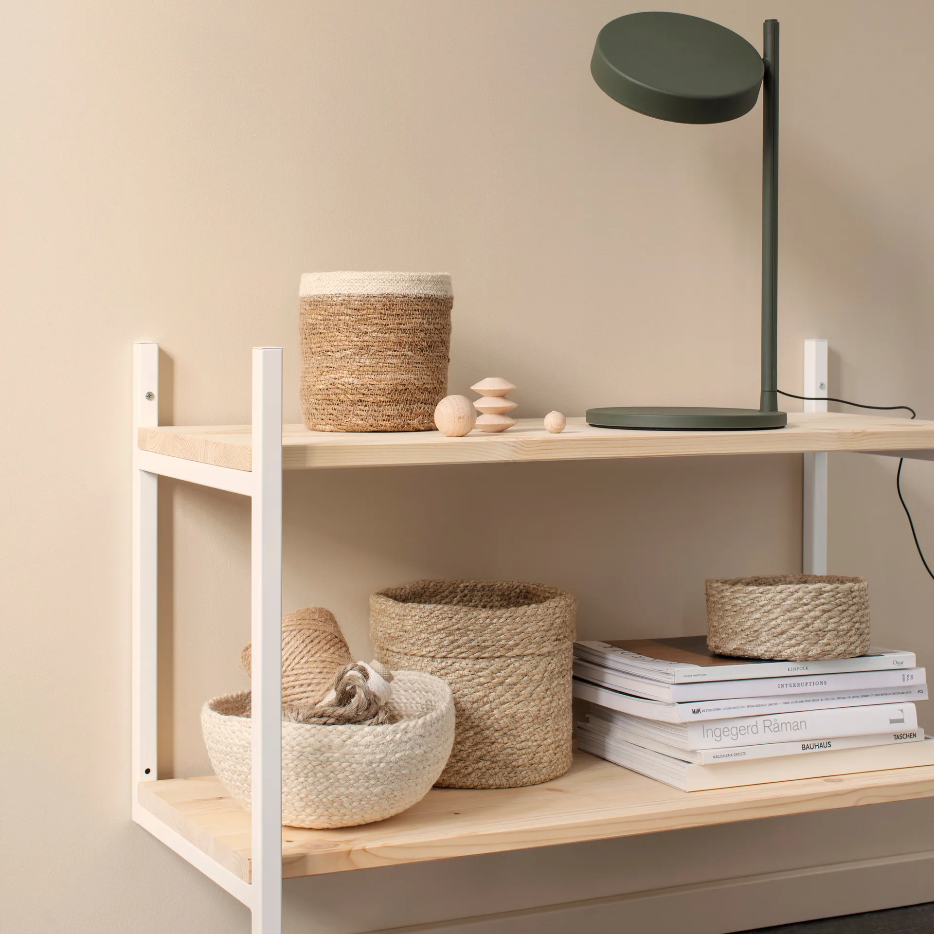 Cesto de arrumação Emil 3 un., natureza-branco Dixie