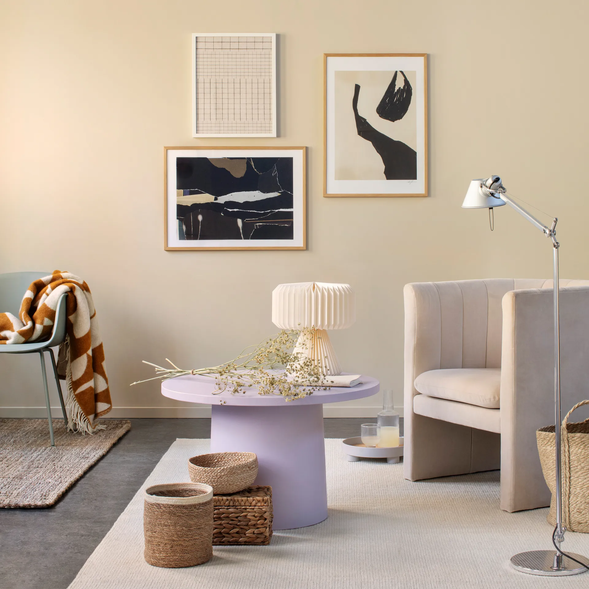 Cesto de arrumação Emil 3 un., natureza-branco Dixie