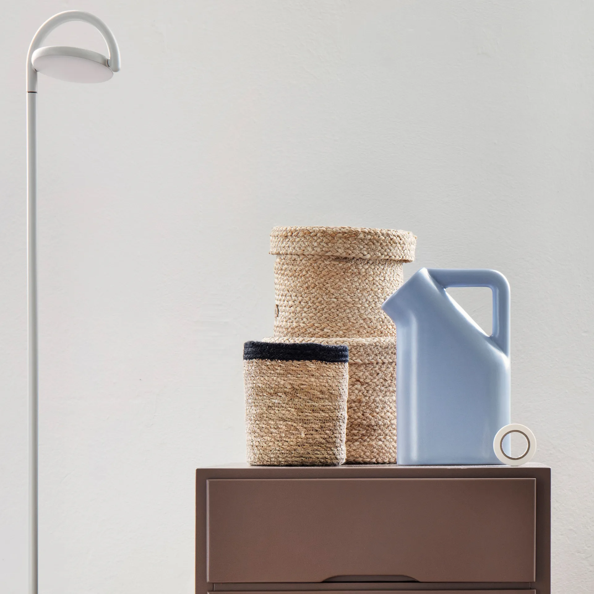 Cesto de arrumação Emil 3 un., preto-natural Dixie