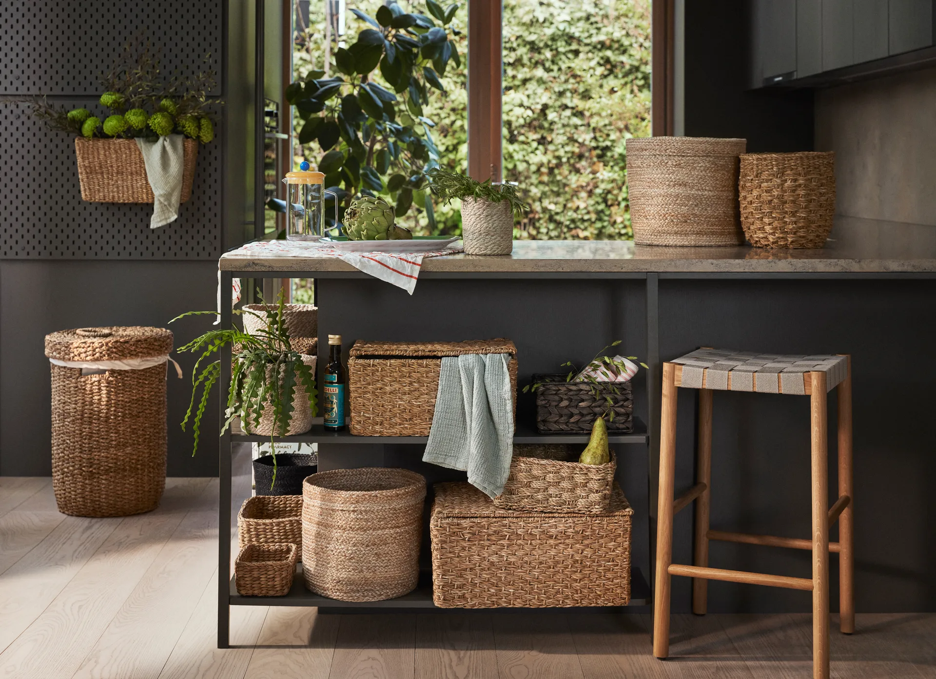 Cesto de parede organizador Esther 40x16x22 cm, Natural  Dixie