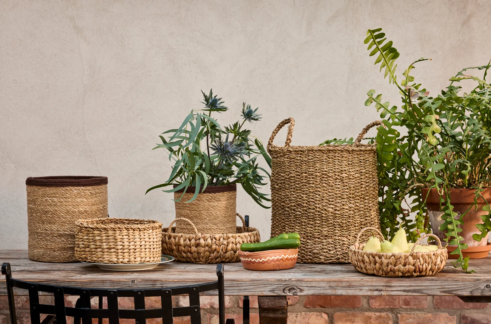 Cesto Lily com alça 2 peças, Natural Dixie