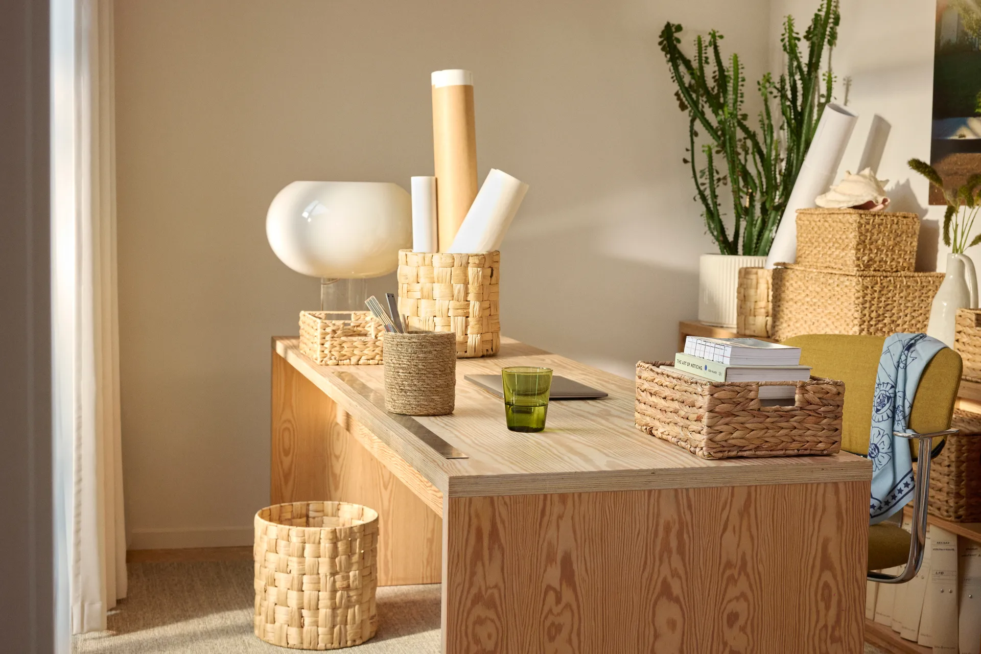 Cestos de armazenamento Lily Cylinder Panama, 3 peças, Natural Dixie