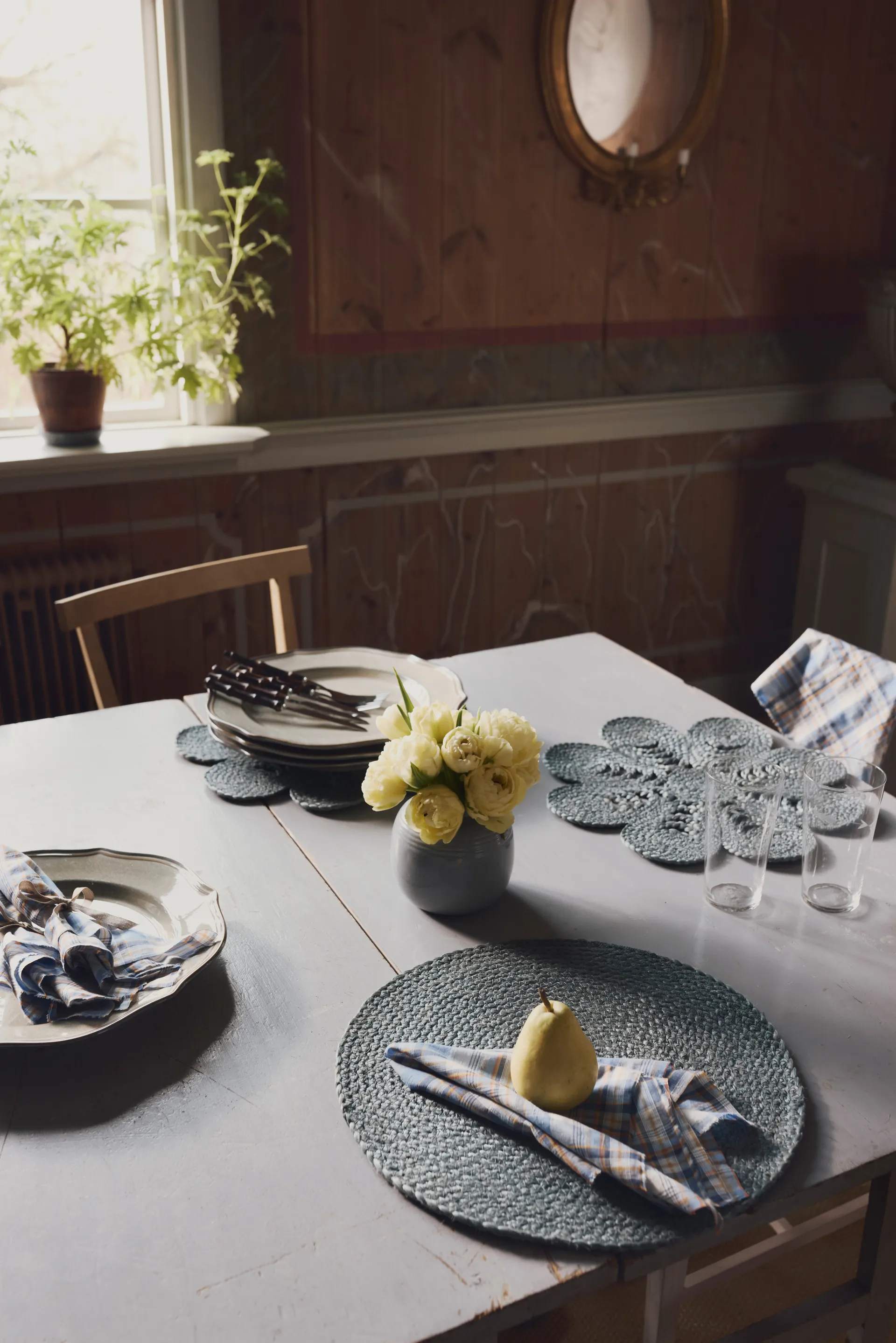 Elin individual de mesa anemone Ø40 cm, Horizon blue Dixie