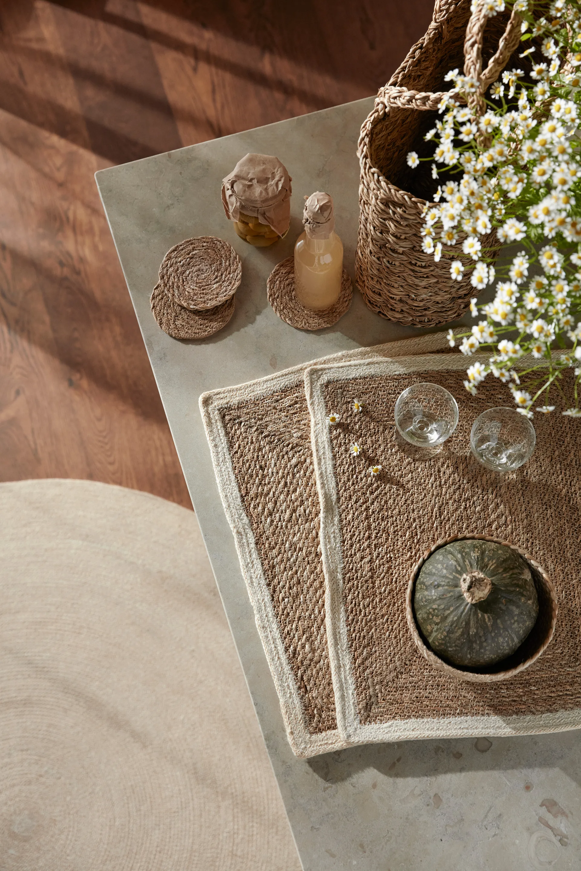 Individual de mesa Emil, natureza-branco Dixie