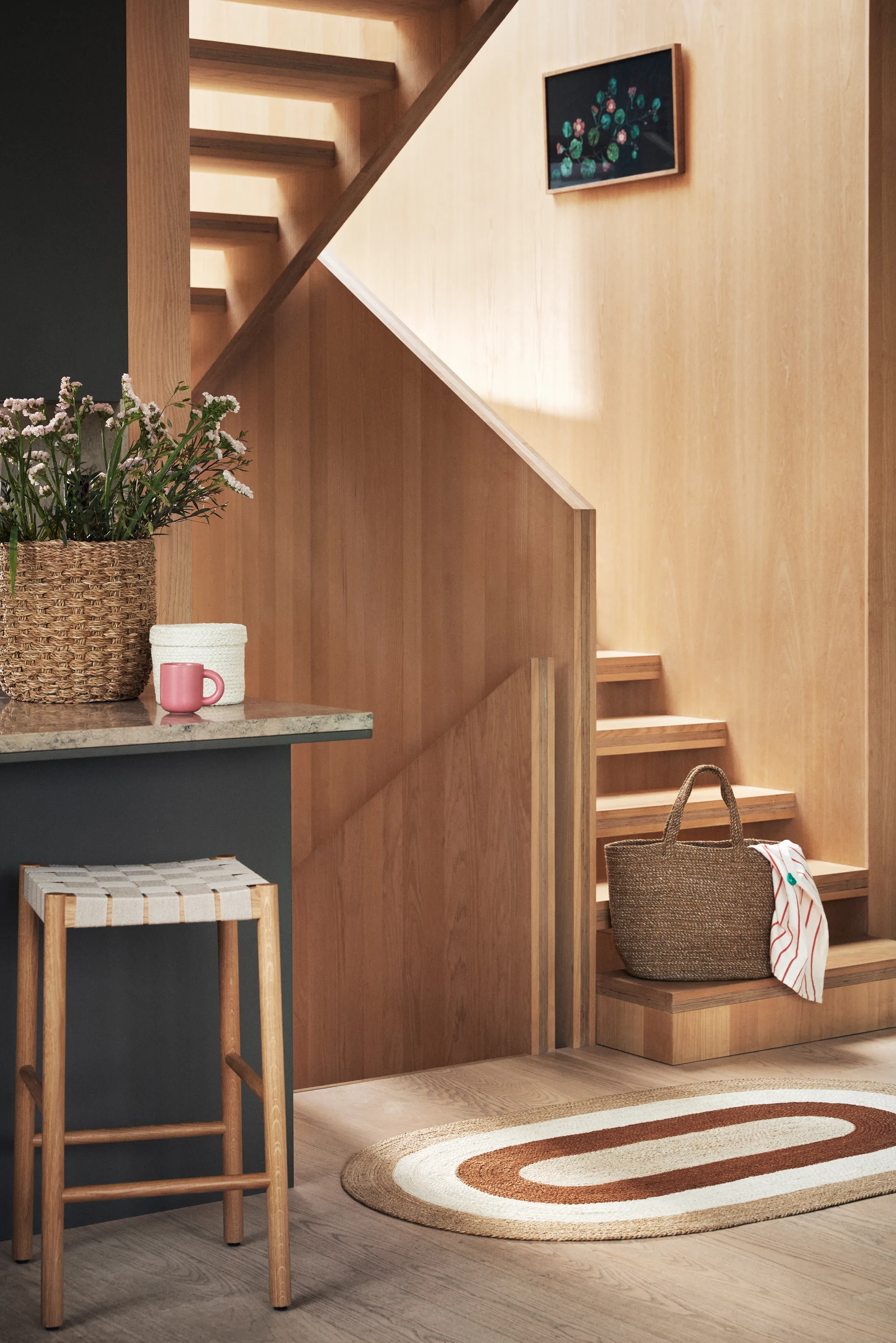 Tapete de juta oval listrado Elin 92x150 cm, Brick Dixie