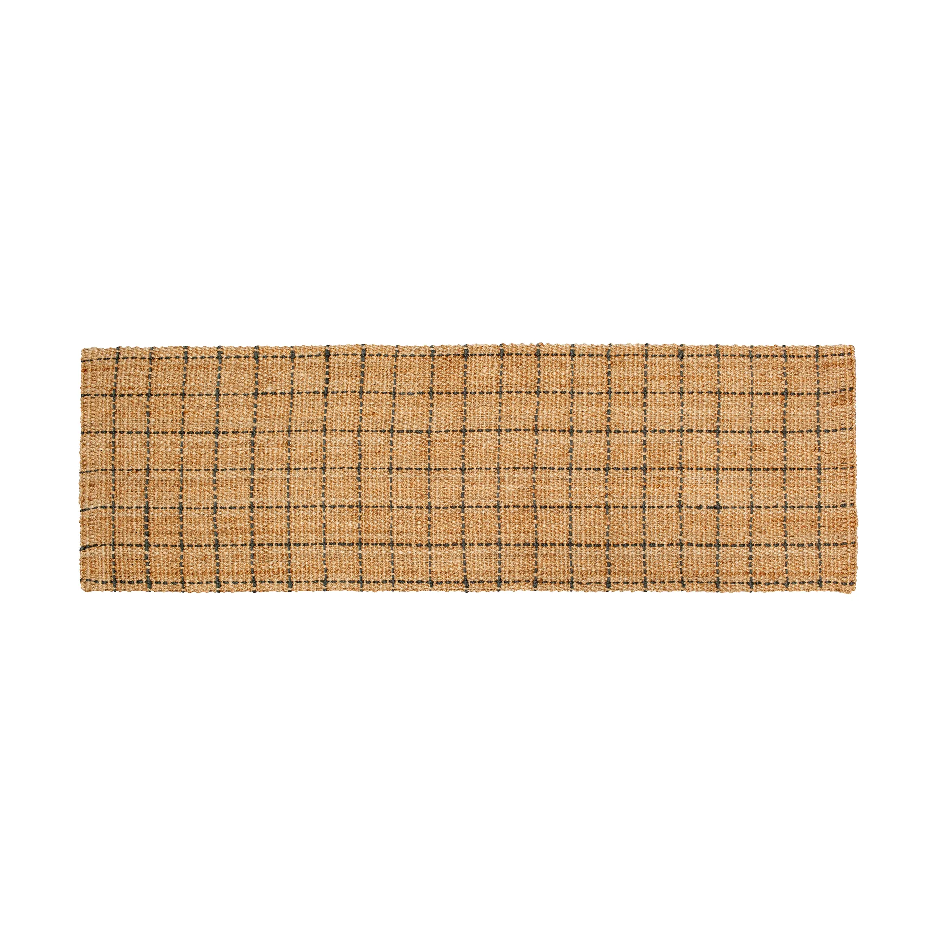 Tapete de juta quadriculado Freja 80x250 cm , Natural-cinzento escuro Dixie