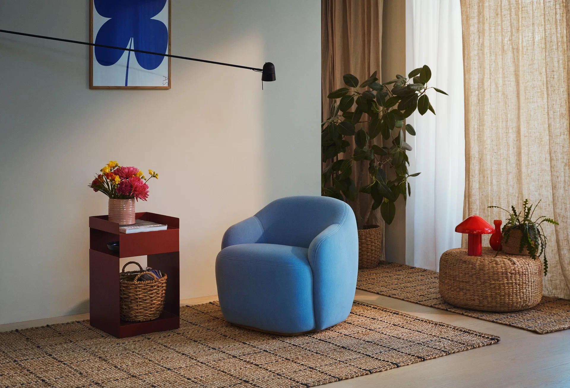 Tapete de juta quadriculado Frek160x230 cm , Natural-cinzento escuro Dixie