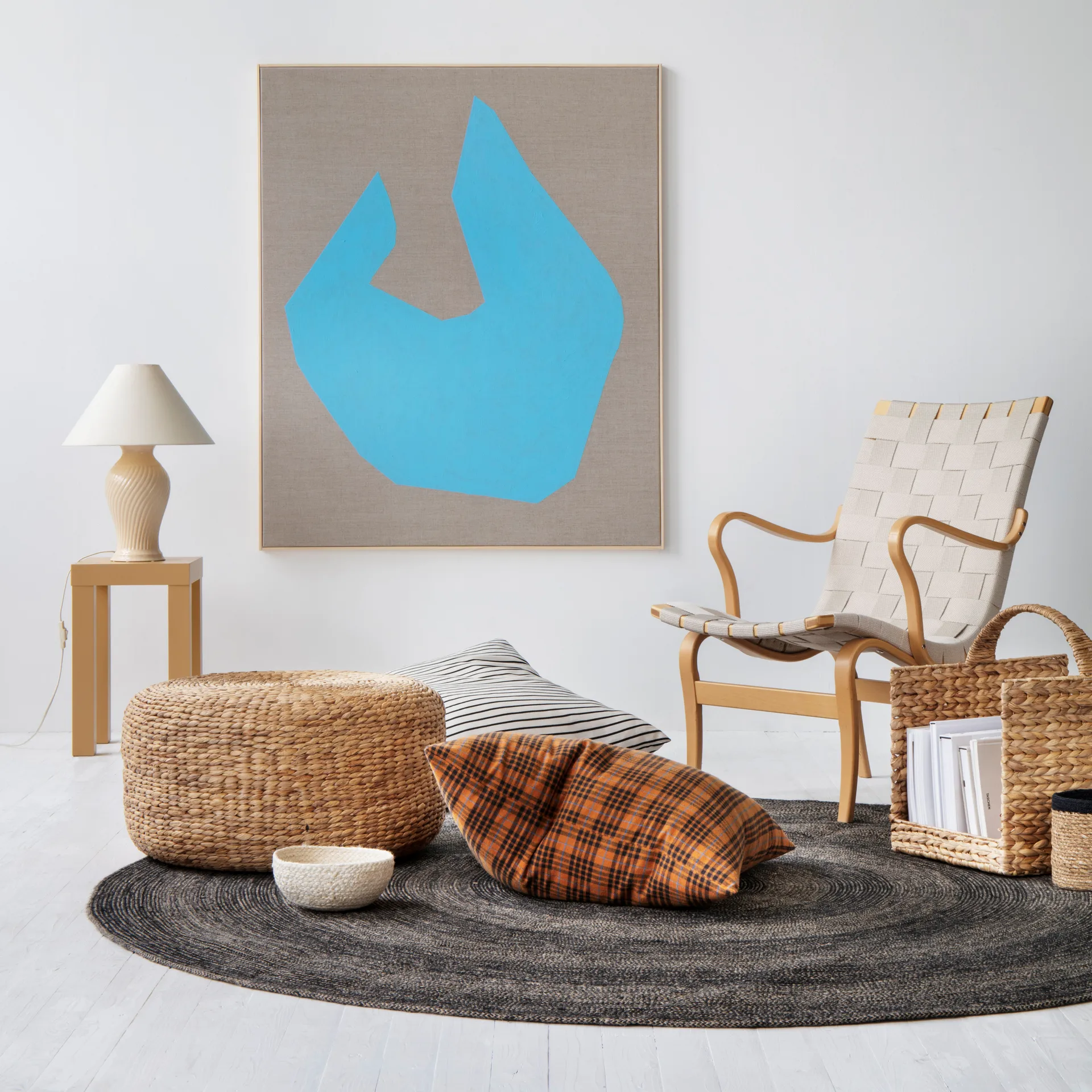 Tapete juta Ella Ø150 cm, preto-natural Dixie