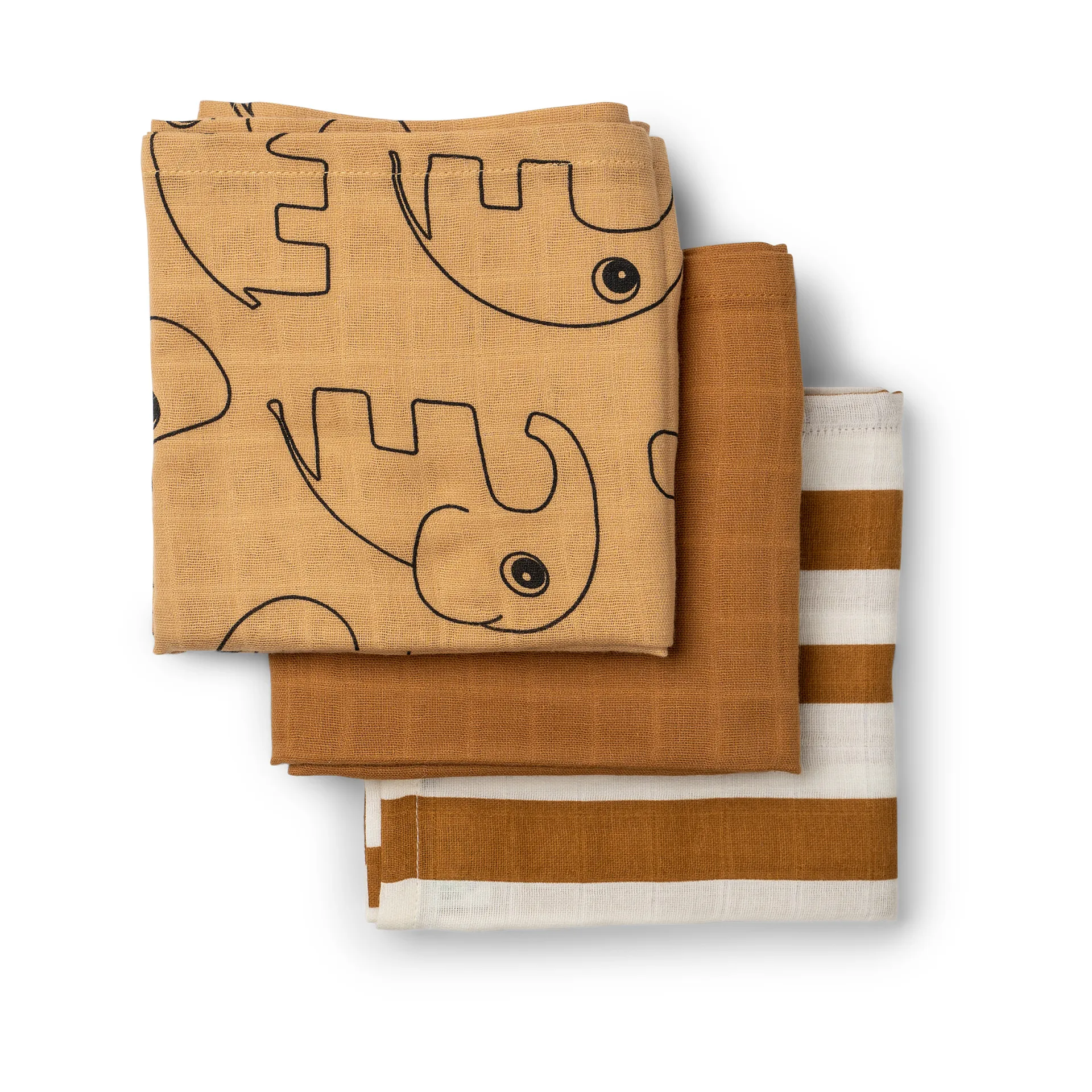 Pano de rosto Dreamy Dots, 3 un., Mustard Done by deer