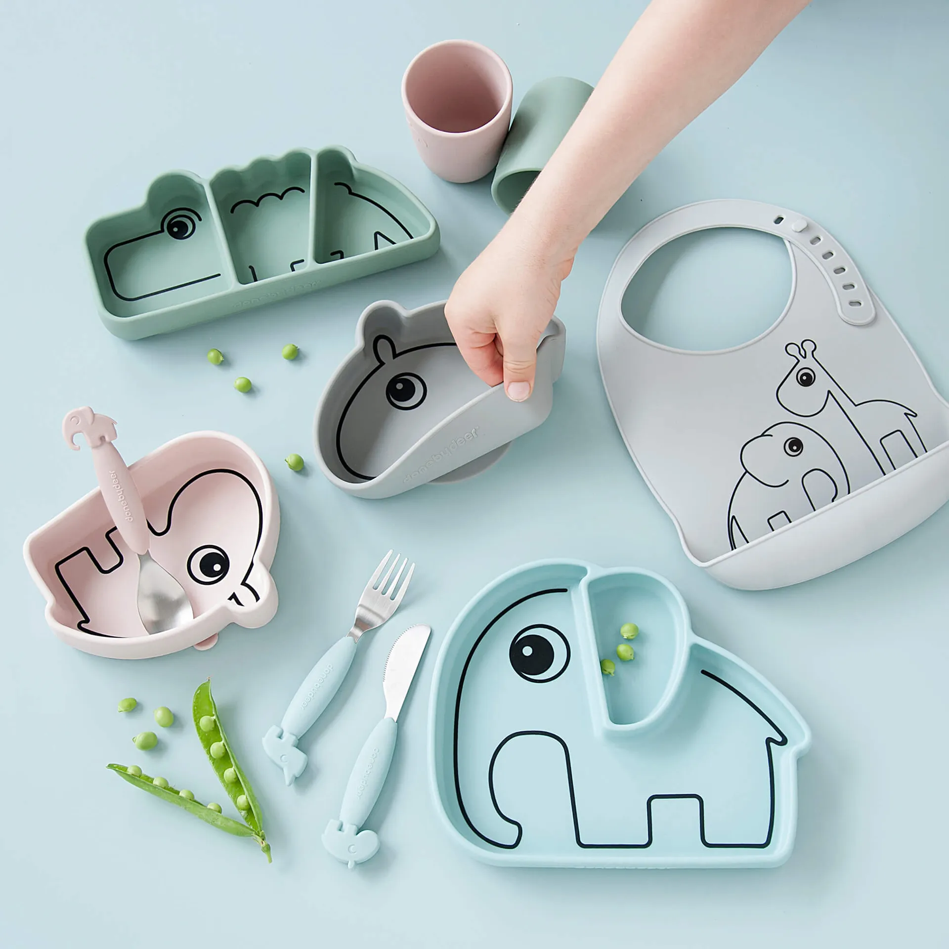 Prato infantil Croco Stick&Stay 9x21 cm, Green Done by deer