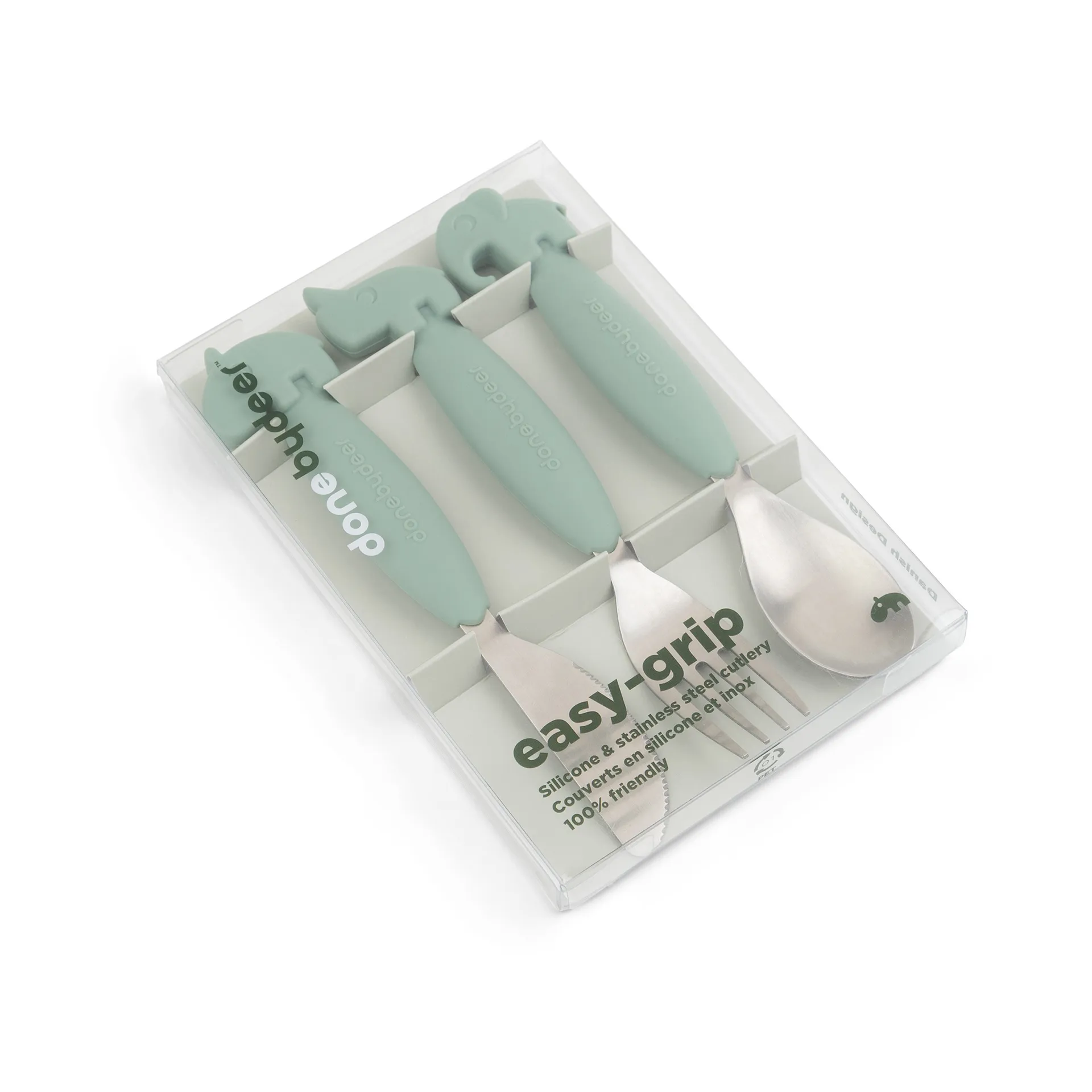 Talheres Deer Friends Easy-grip 3 peças, Green Done by deer