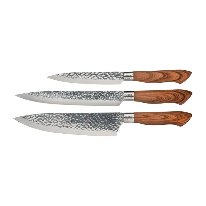 Akira conjunto de facas em aço inoxidável 3 facas - Marrom - Dorre