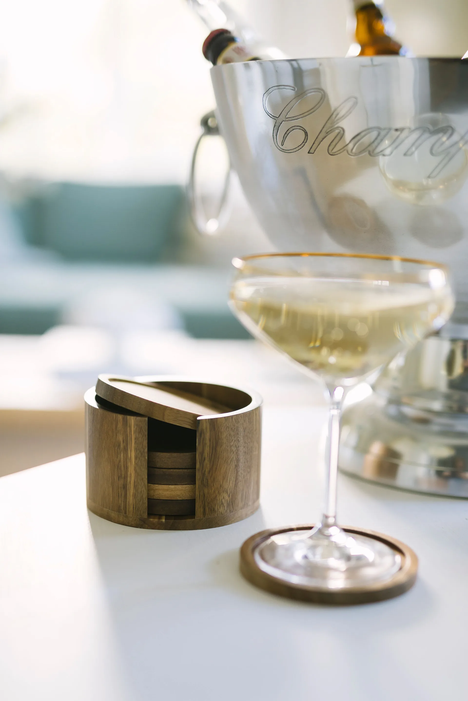 Base para copos Gota Ø10 cm 6 un., Acacia Dorre