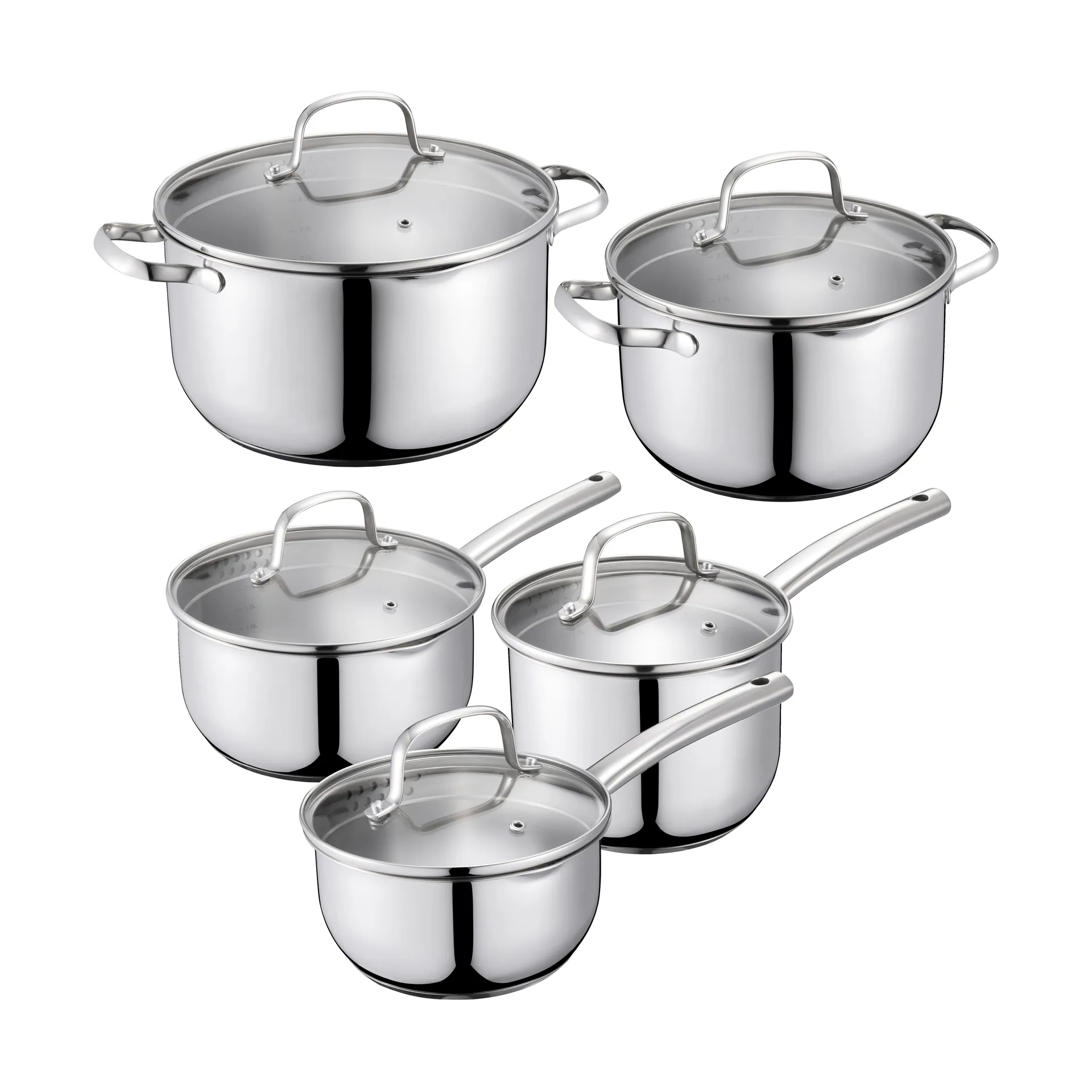 Conjunto de tachos Kerri, Aço inoxidável, 10 peças Dorre