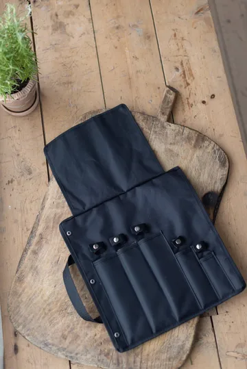 Estojo para facas Kadi - Nylon preto, 5 compartimentos para facas - Dorre