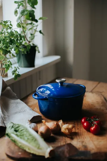 Gretl panela de ferro fundido com pega redonda em aço inoxidável 4 L - Azul - Dorre
