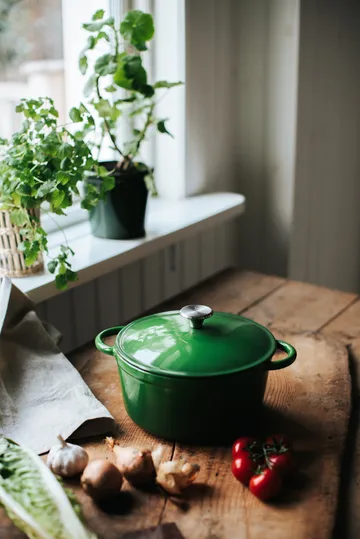 Gretl panela de ferro fundido com pega redonda em aço inoxidável 4 L - Verde - Dorre