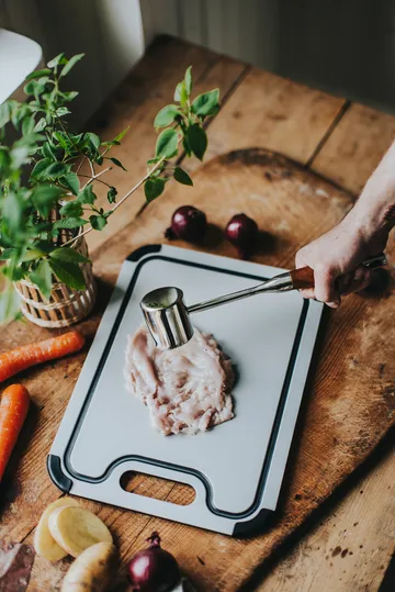 Kata martelo de carne aço inoxidável 28,8x6,1x5,1 cm - Pega de madeira - Dorre