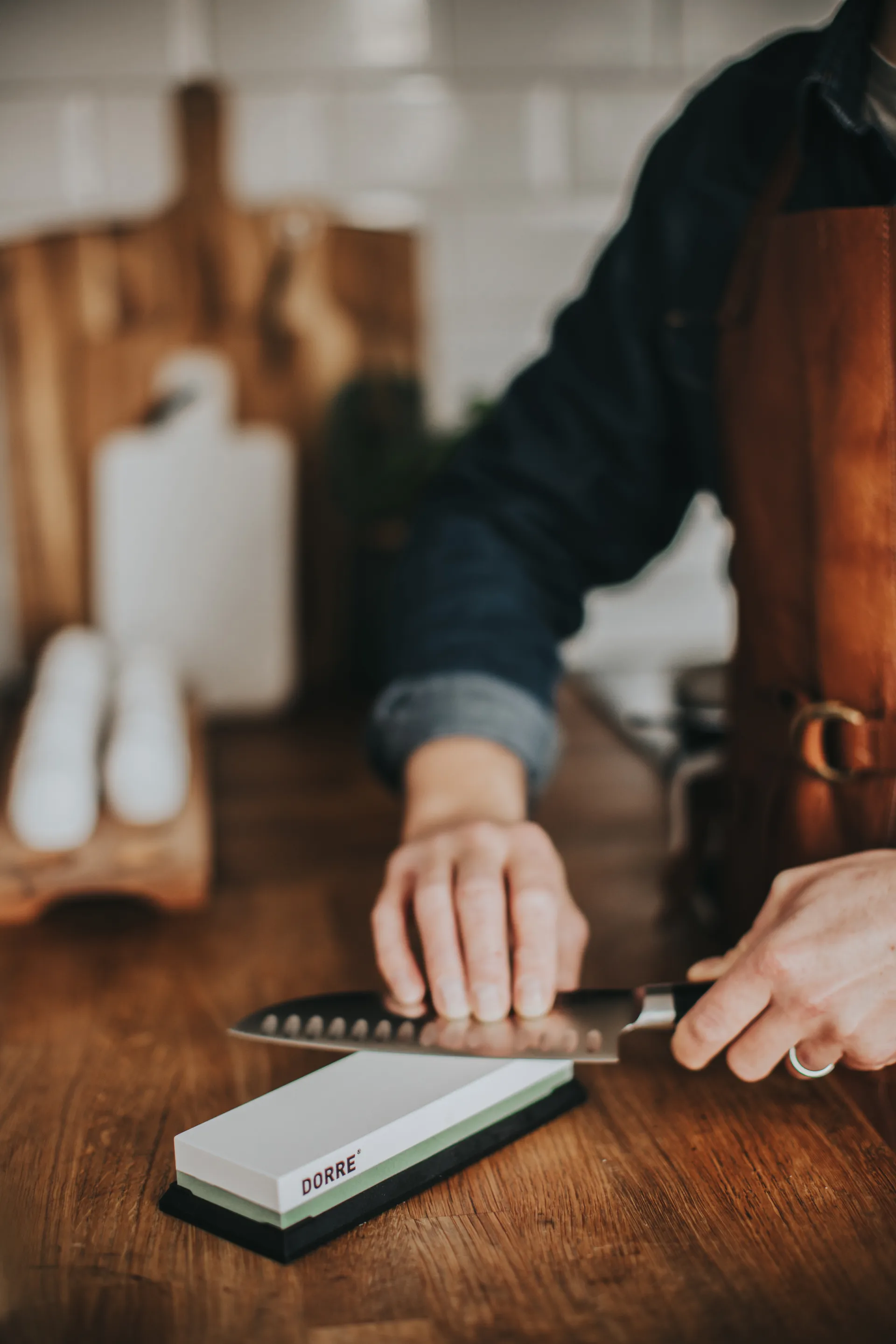Suri pedra de afiar com base de borracha 18x6x3 cm, 1000/3000 grão Dorre
