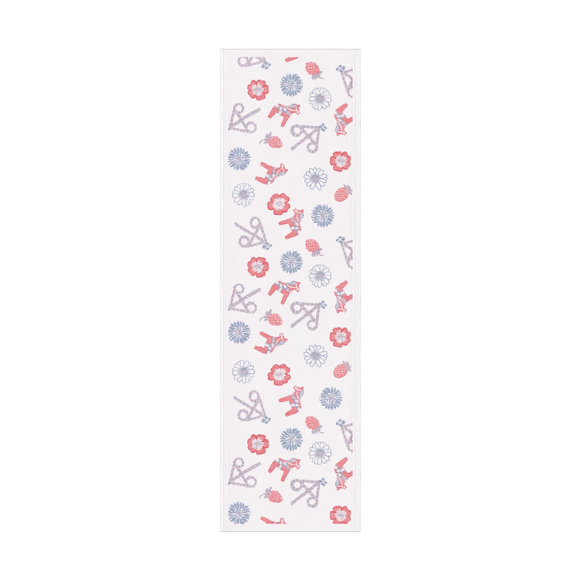 Corre-mesa Dalasommar 35x120 cm, Azul-vermelho Ekelund Linneväveri