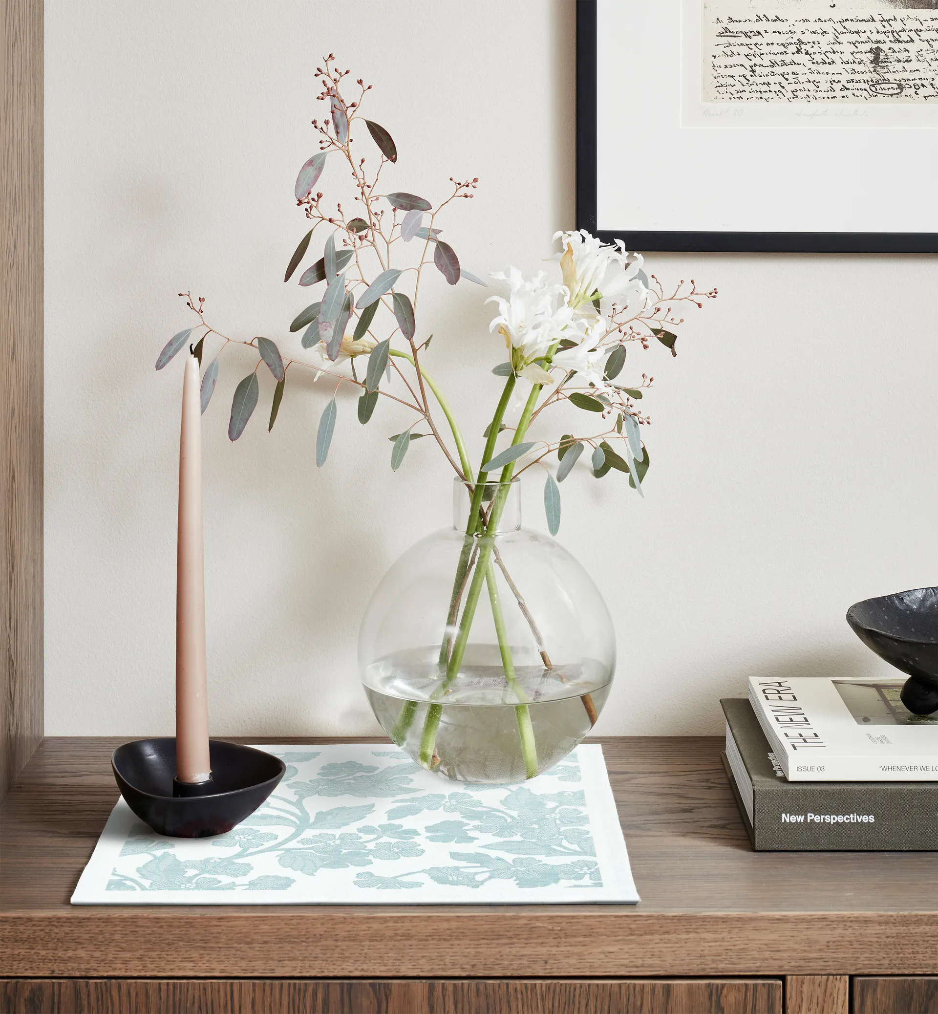 Guardanapo Blomranka 35x35 cm, Verde claro Ekelund Linneväveri