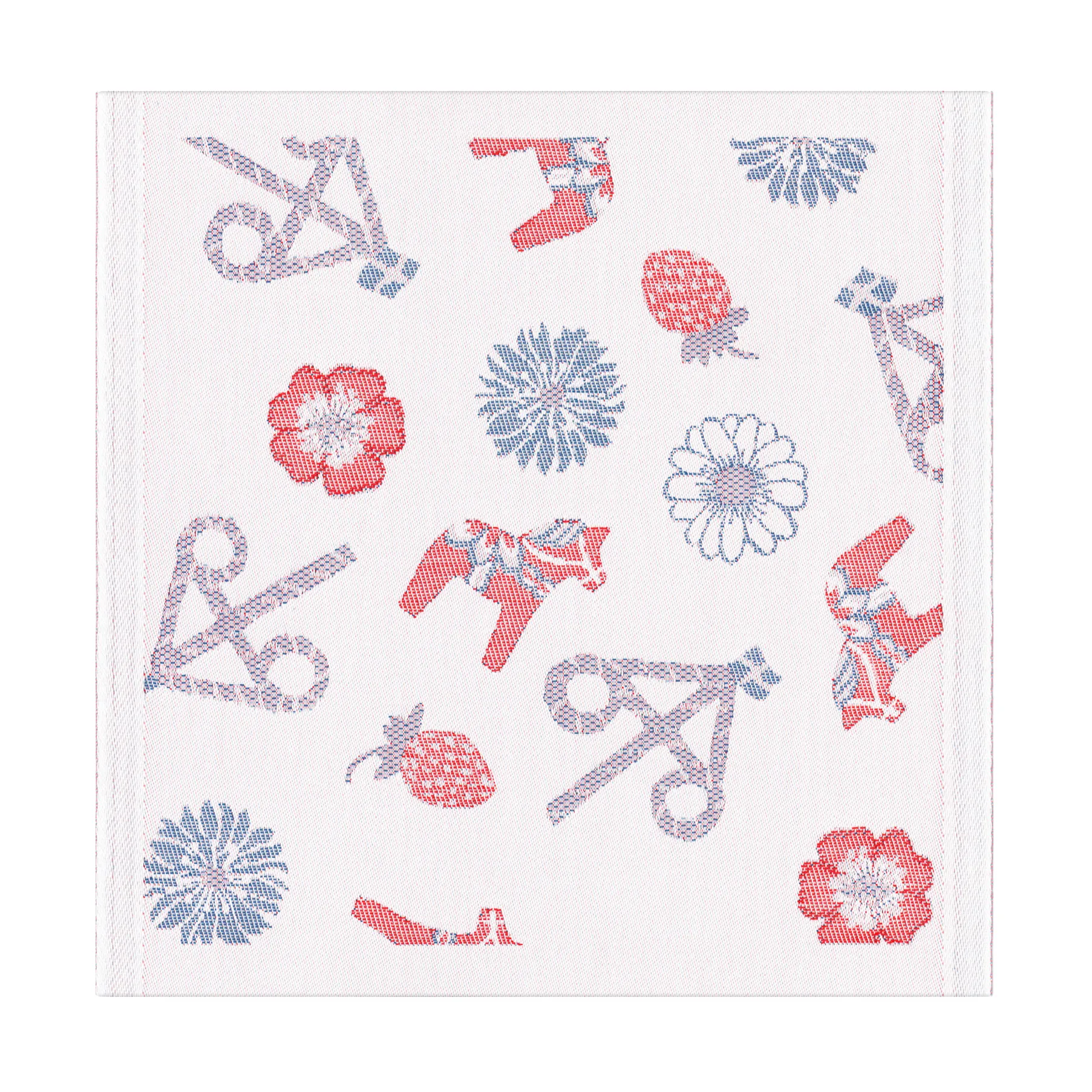 Guardanapo Dalasommar 35x35 cm, Azul-vermelho Ekelund Linneväveri