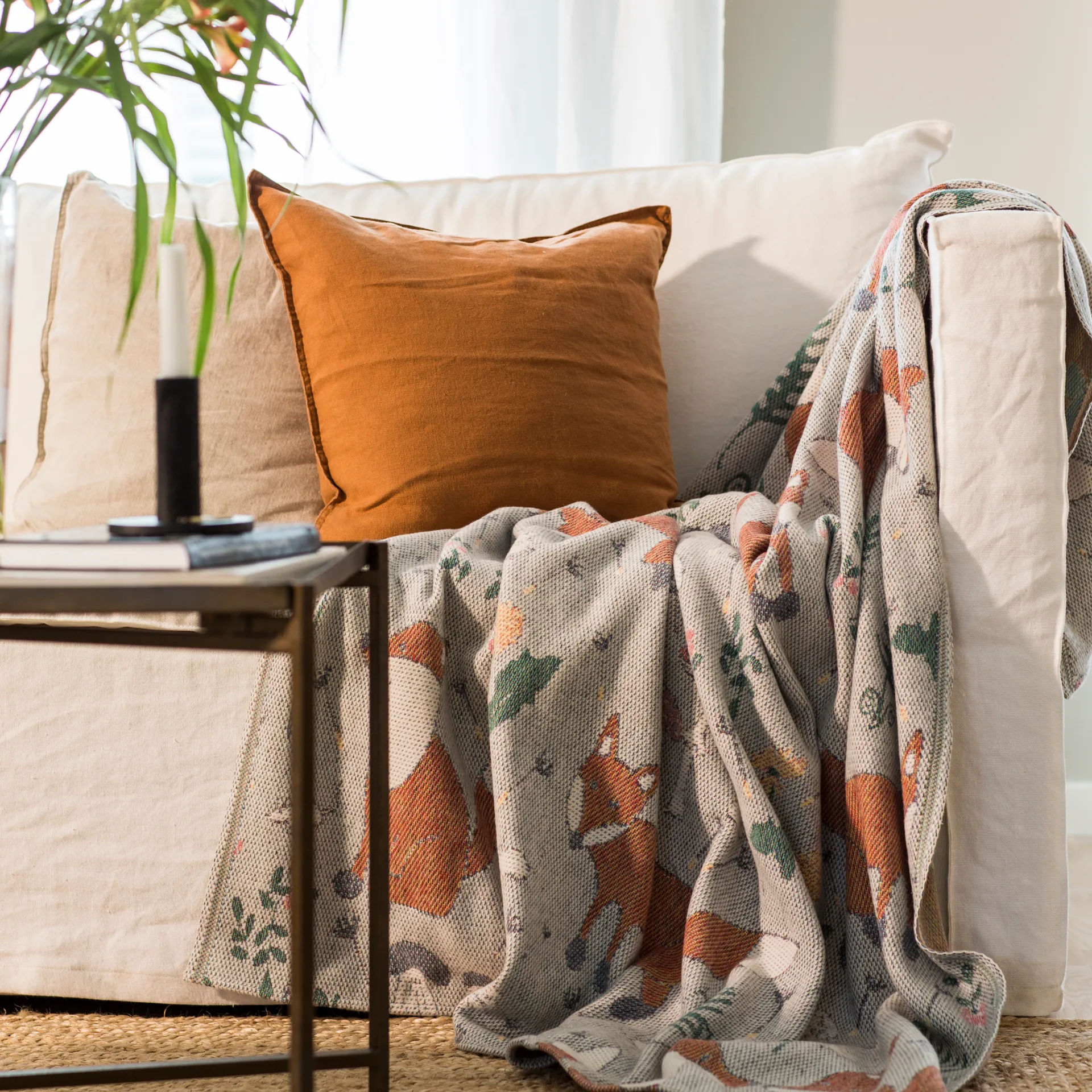 Manta de algodão Rävar 140x170 cm, multi Ekelund Linneväveri