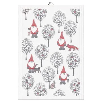 Pano de cozinha Papai Noel 35x50 cm - Vermelho-cinzento - Ekelund Linneväveri