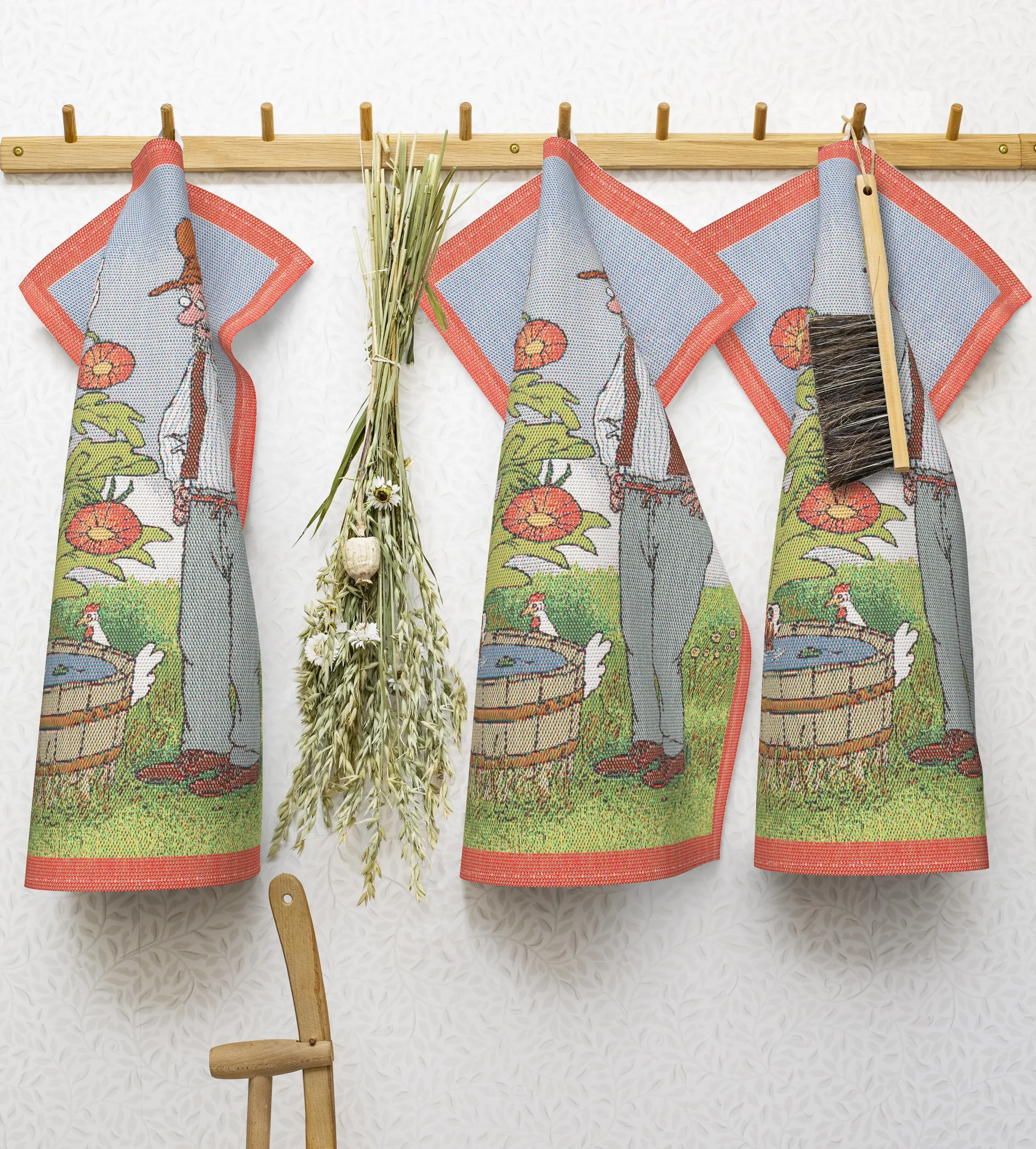 Pano de cozinha Pettson & Findus, Findus bathes Ekelund Linneväveri