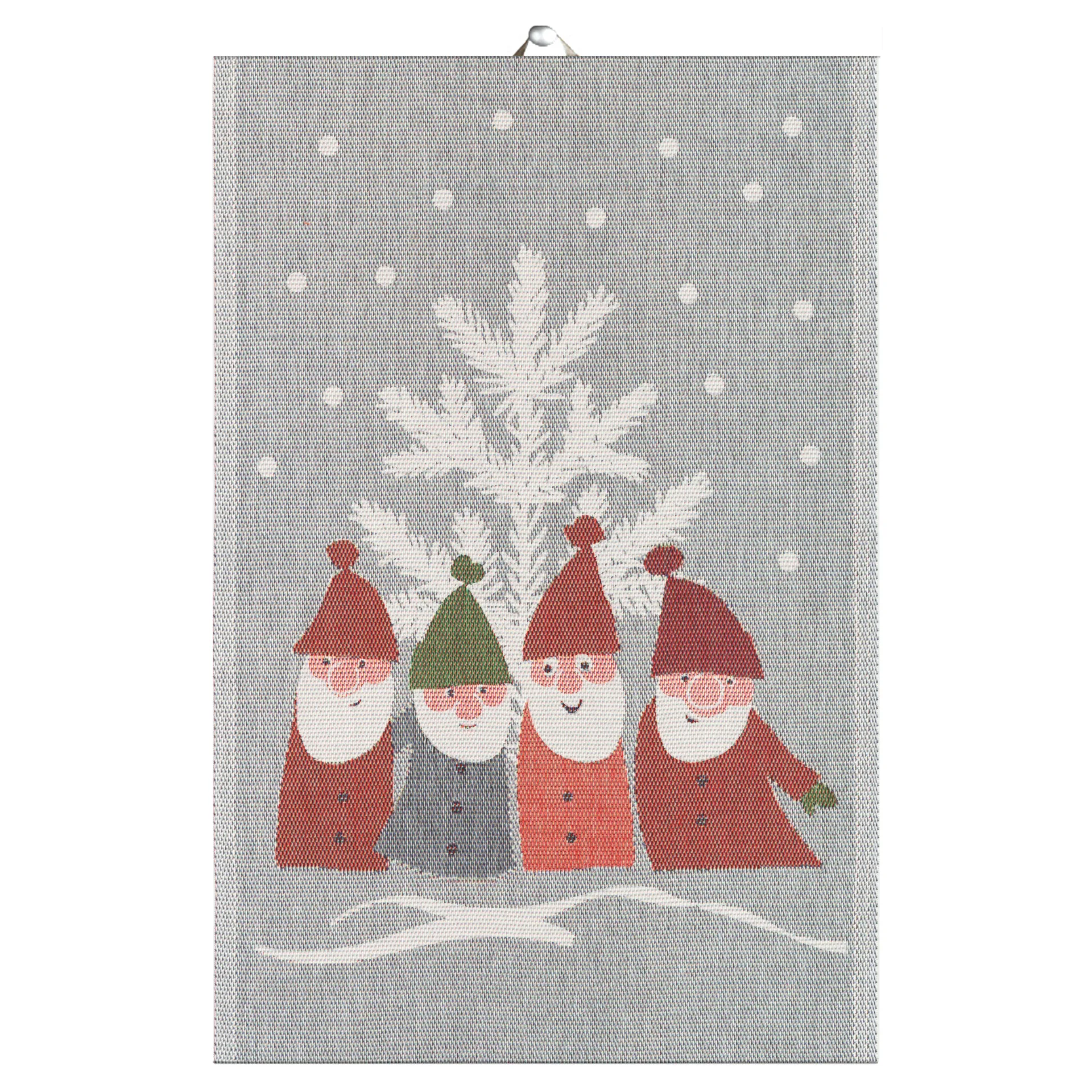 Pano de cozinha reunião do Papai Noel 40x60 cm, Cinza-branco Ekelund Linneväveri