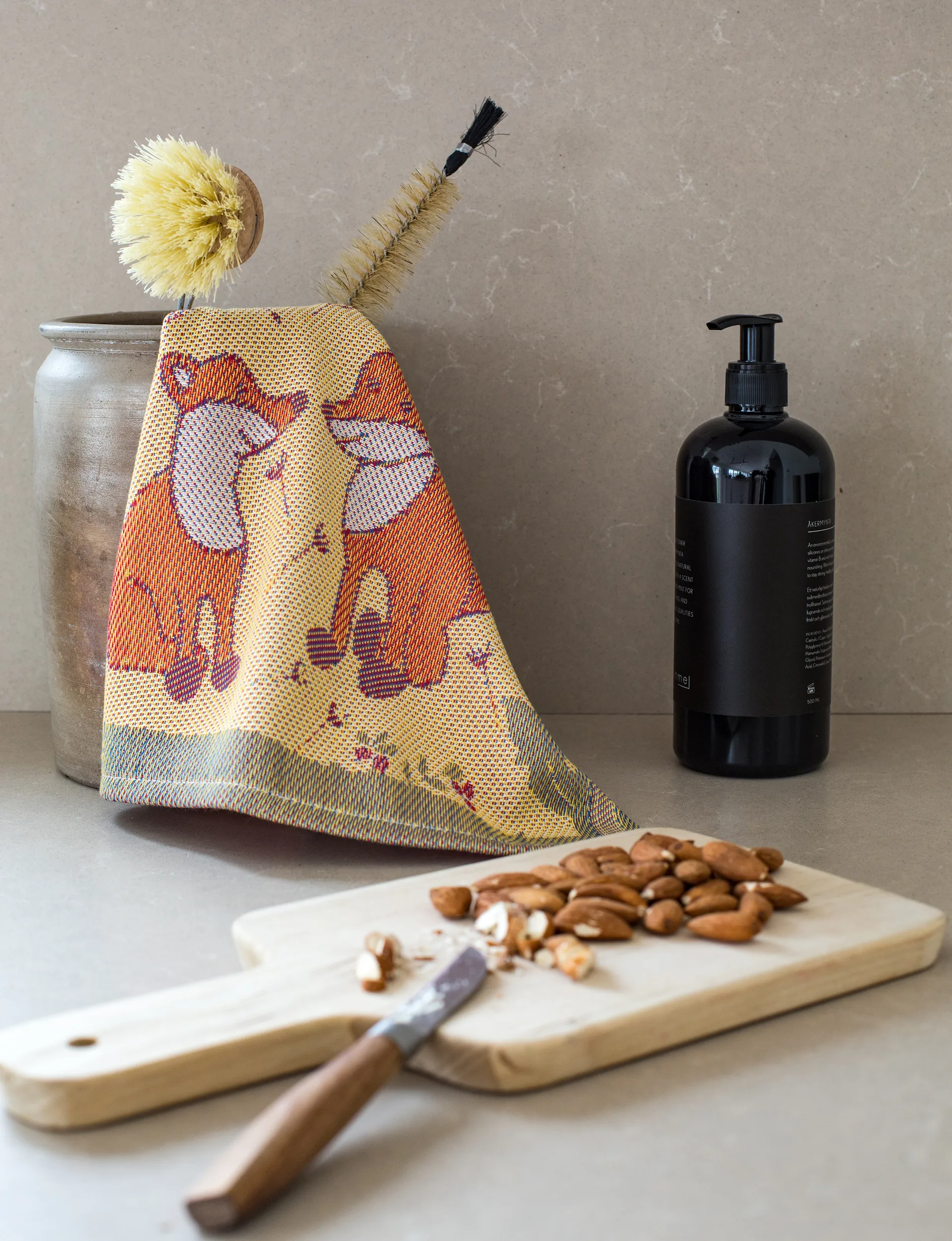Pano de louça Rävar 35x25 cm, Beige-orange Ekelund Linneväveri