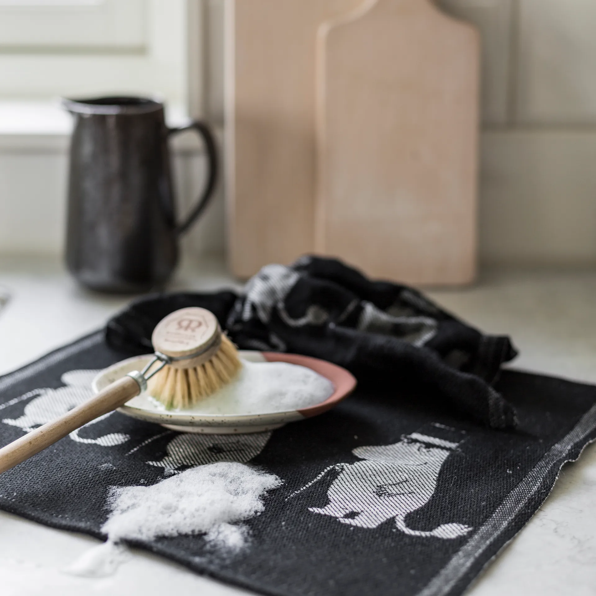 Toalha da louça Moominpappa 28x35 cm, preto Ekelund Linneväveri