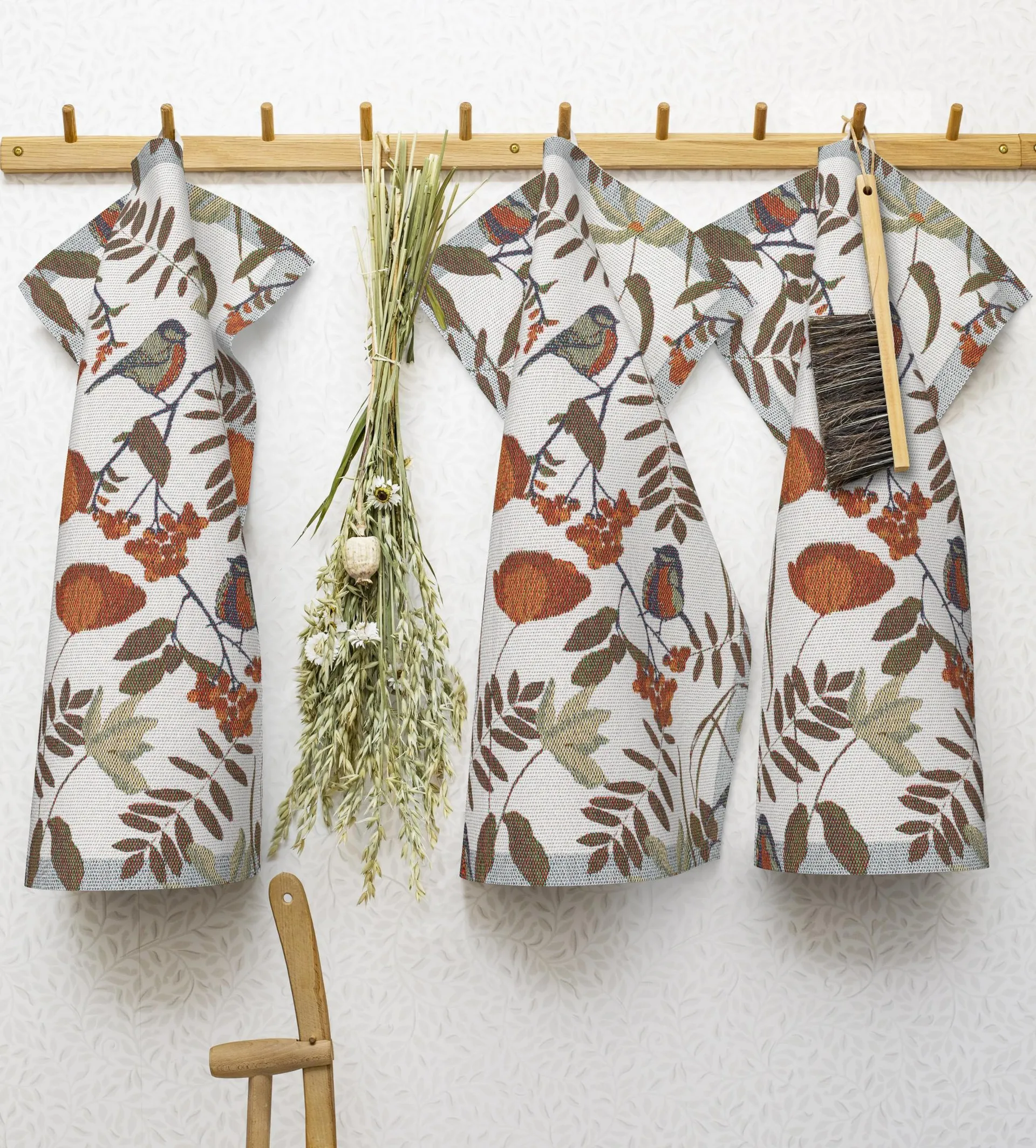 Toalha de cozinha Fåglabäck 35x50 cm, Marrom-laranja Ekelund Linneväveri