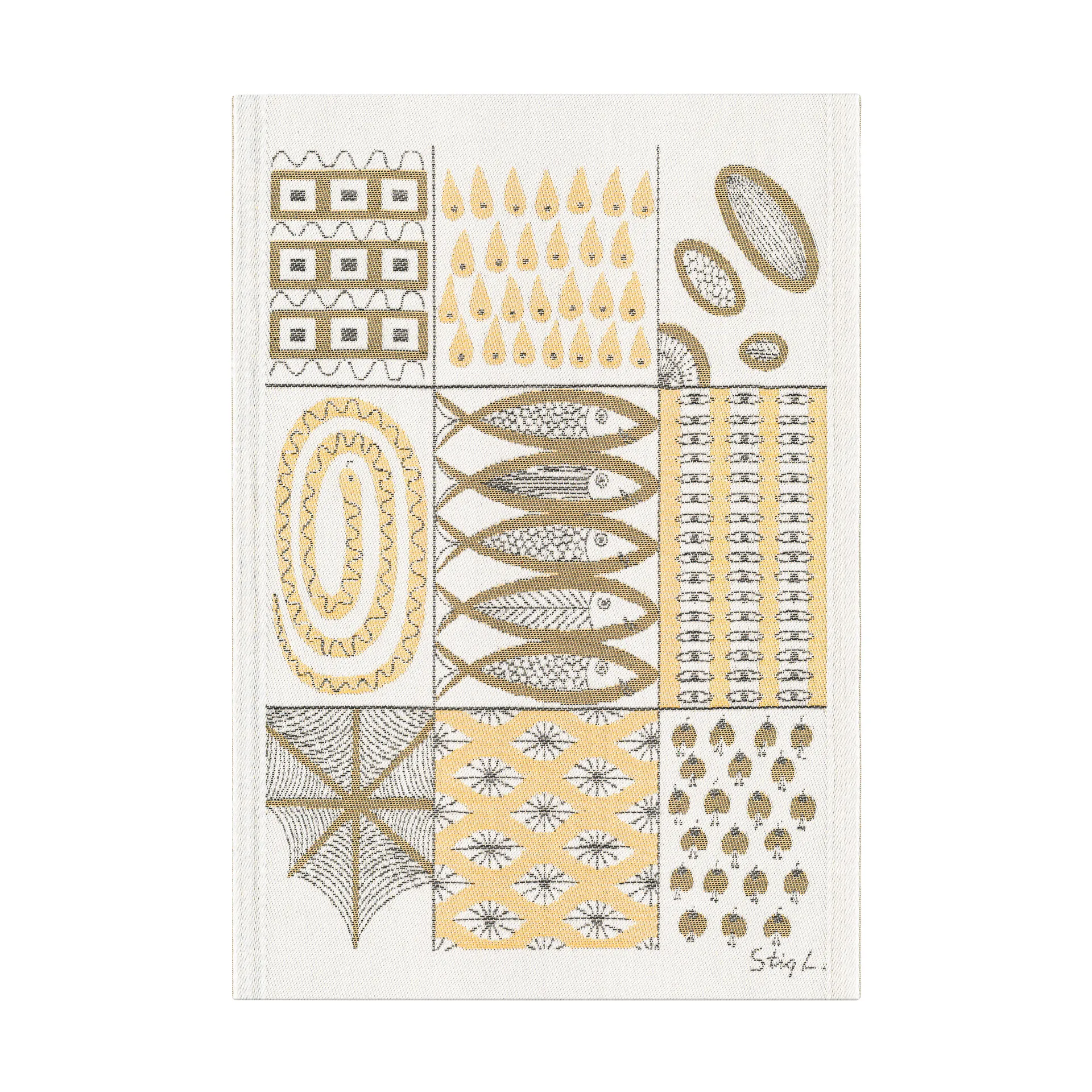 Toalha de cozinha Fiskglänta 35x50 cm, Amarelo Ekelund Linneväveri