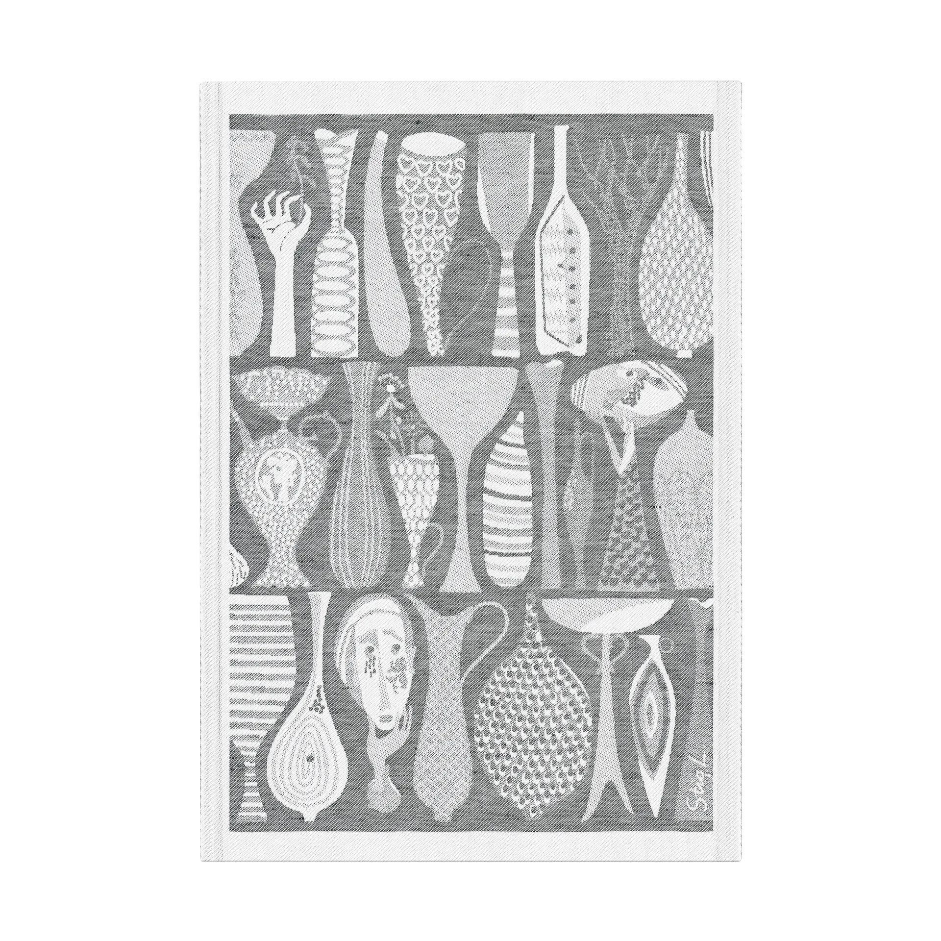 Toalha de cozinha Pottery 35x50 cm, Preto Ekelund Linneväveri