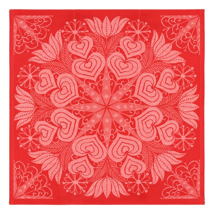 Toalha Hjärtbo 80x80 xm - Vermelho - Ekelund Linneväveri