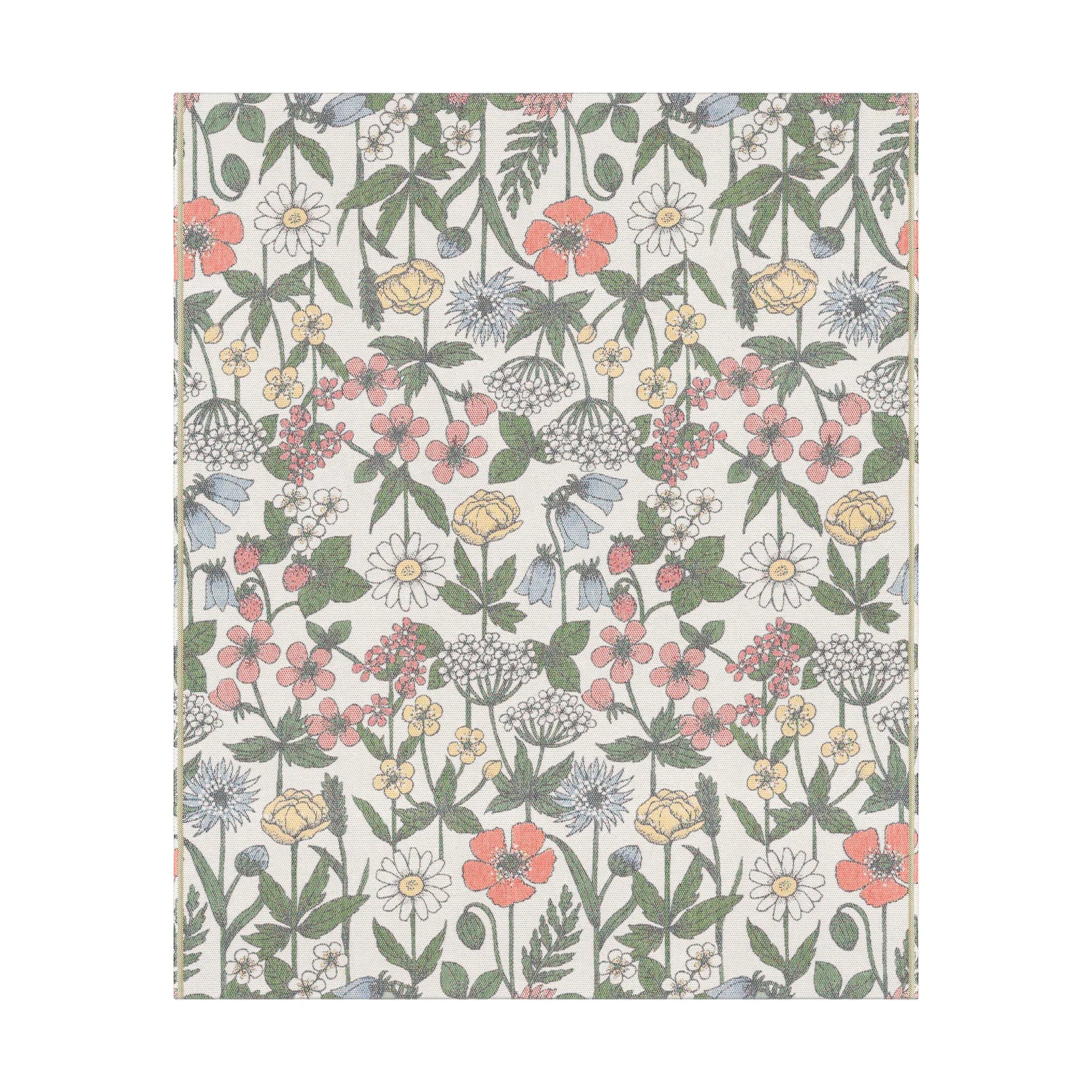 Vildblomster manta de algodão 140x170 cm, Multicolor Ekelund Linneväveri