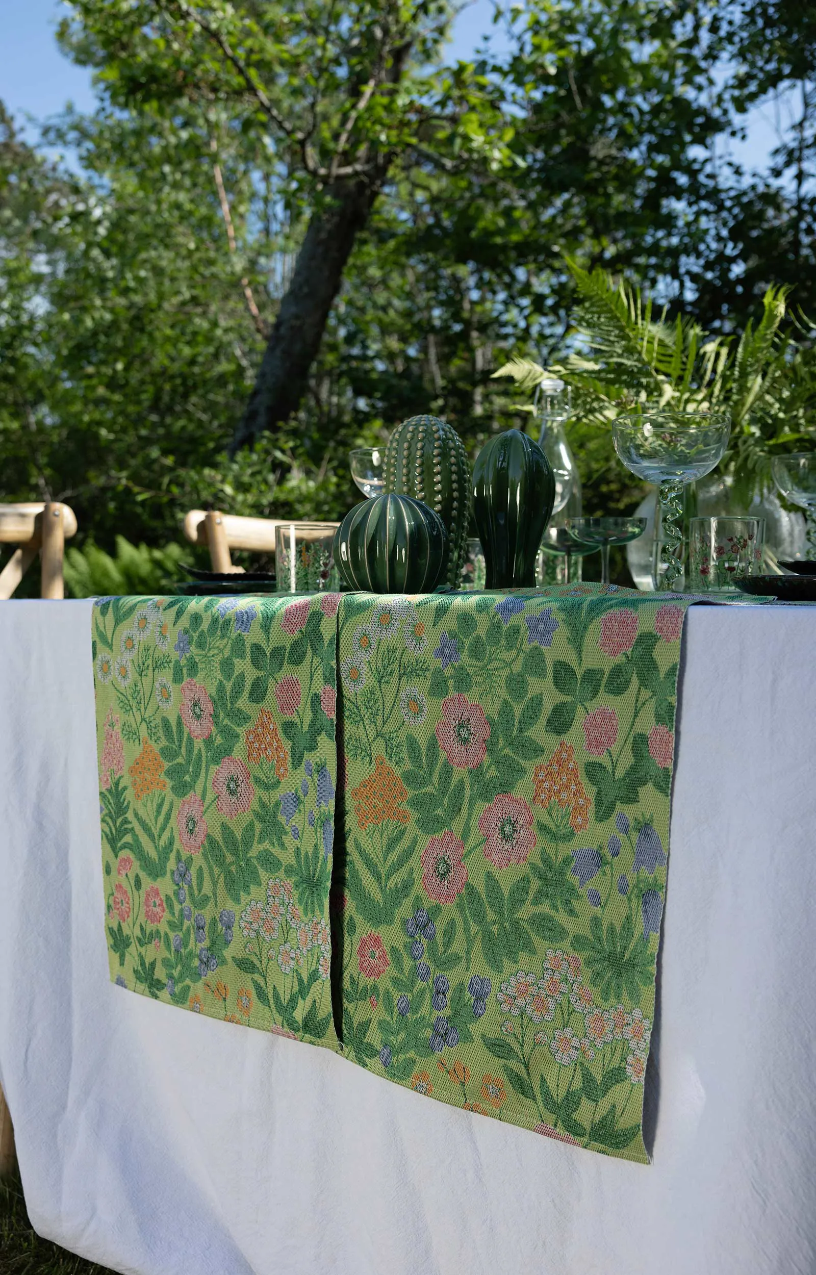 Vildblomster manta de algodão 140x170 cm, Multicolor Ekelund Linneväveri