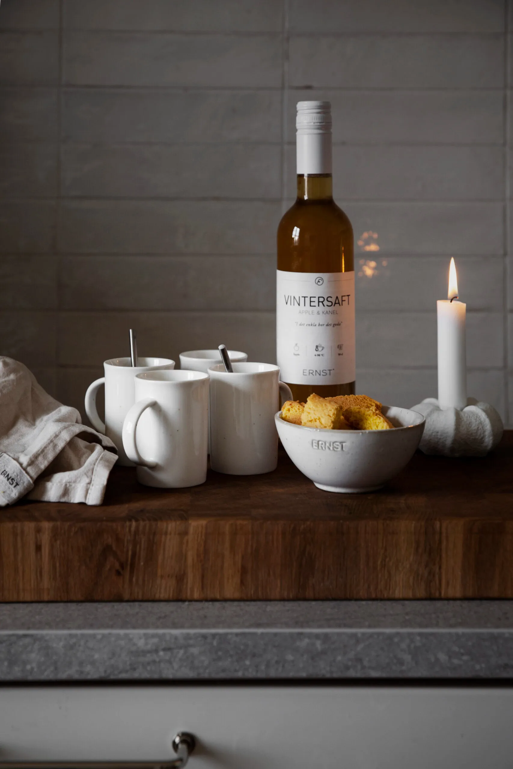 Candelabro de grés Ernst Ø7,5 cm, Branco natural  ERNST